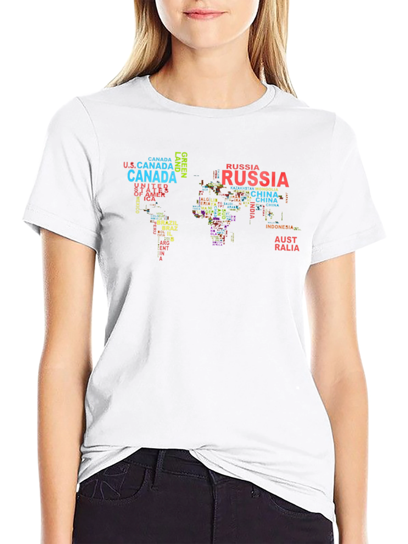 World Map Country Name T-Shirt