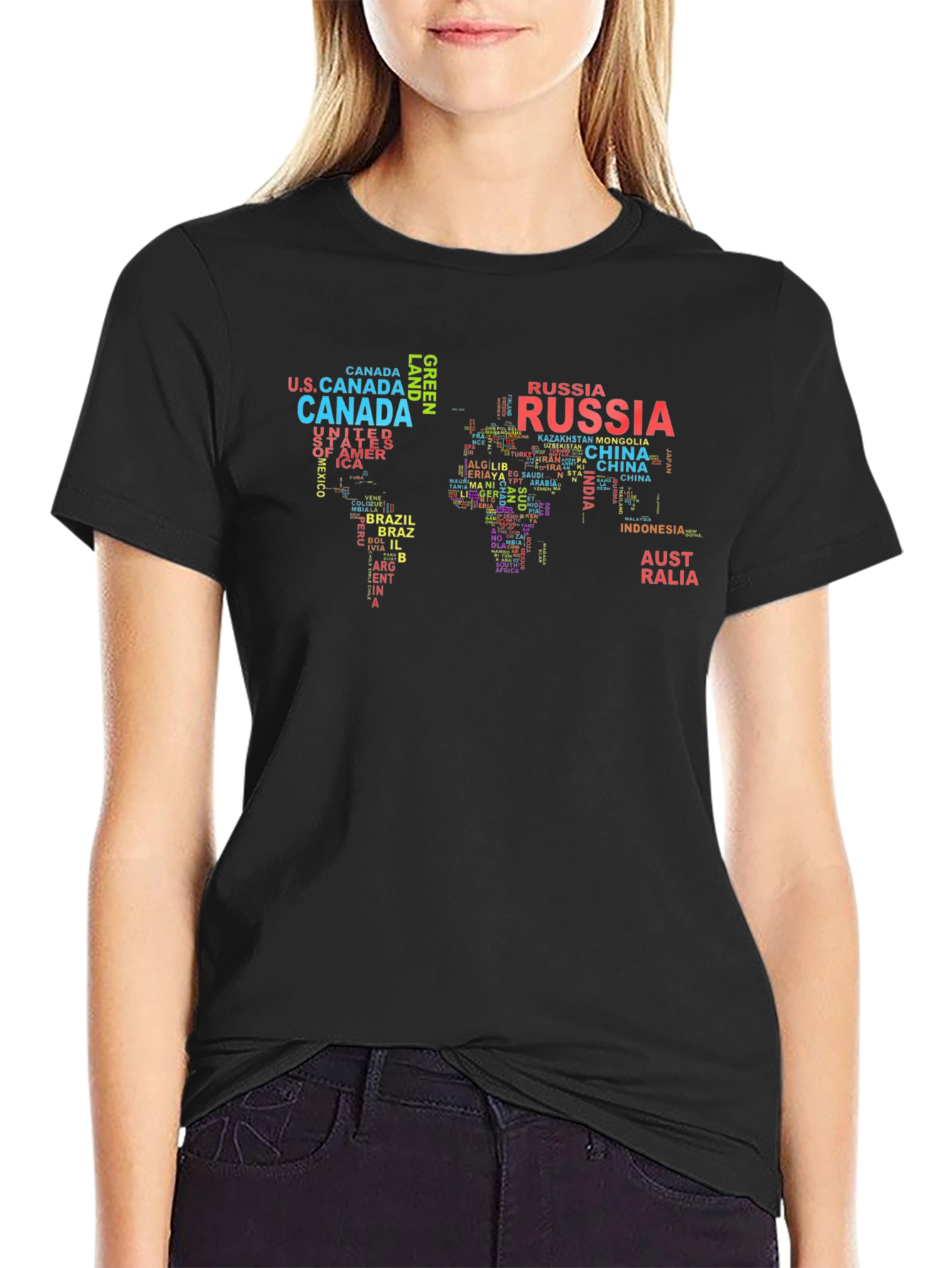 World Map Country Name T-Shirt