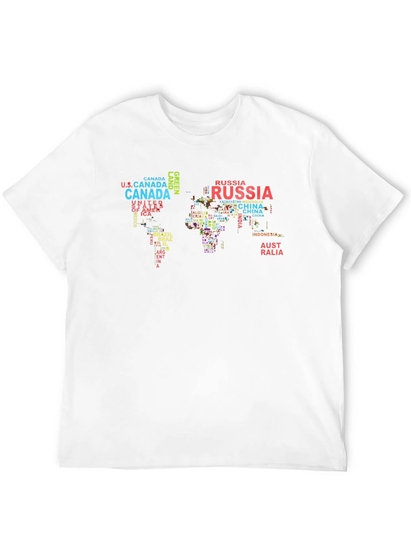 World Map Country Name T-Shirt