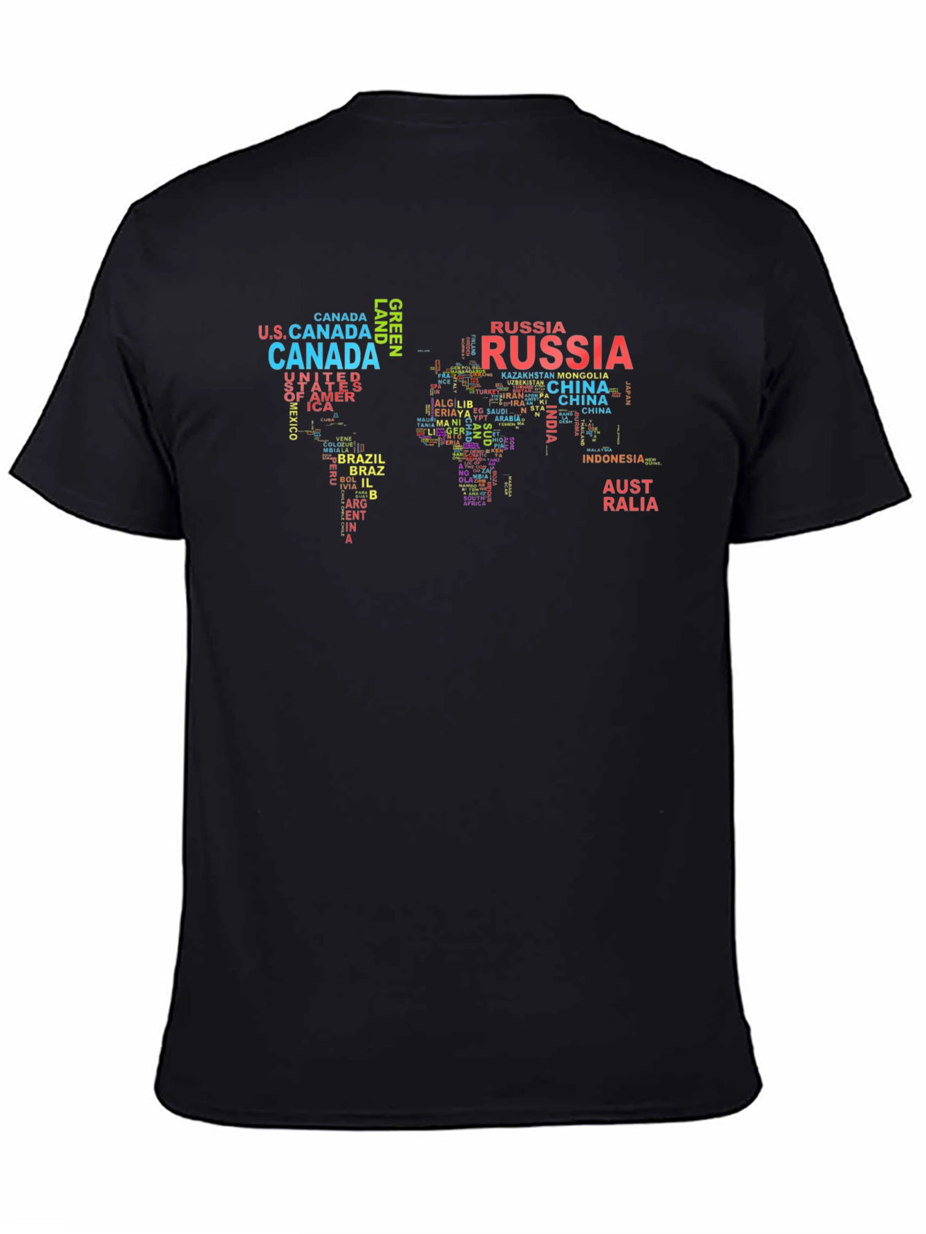 World Map Country Name T-Shirt