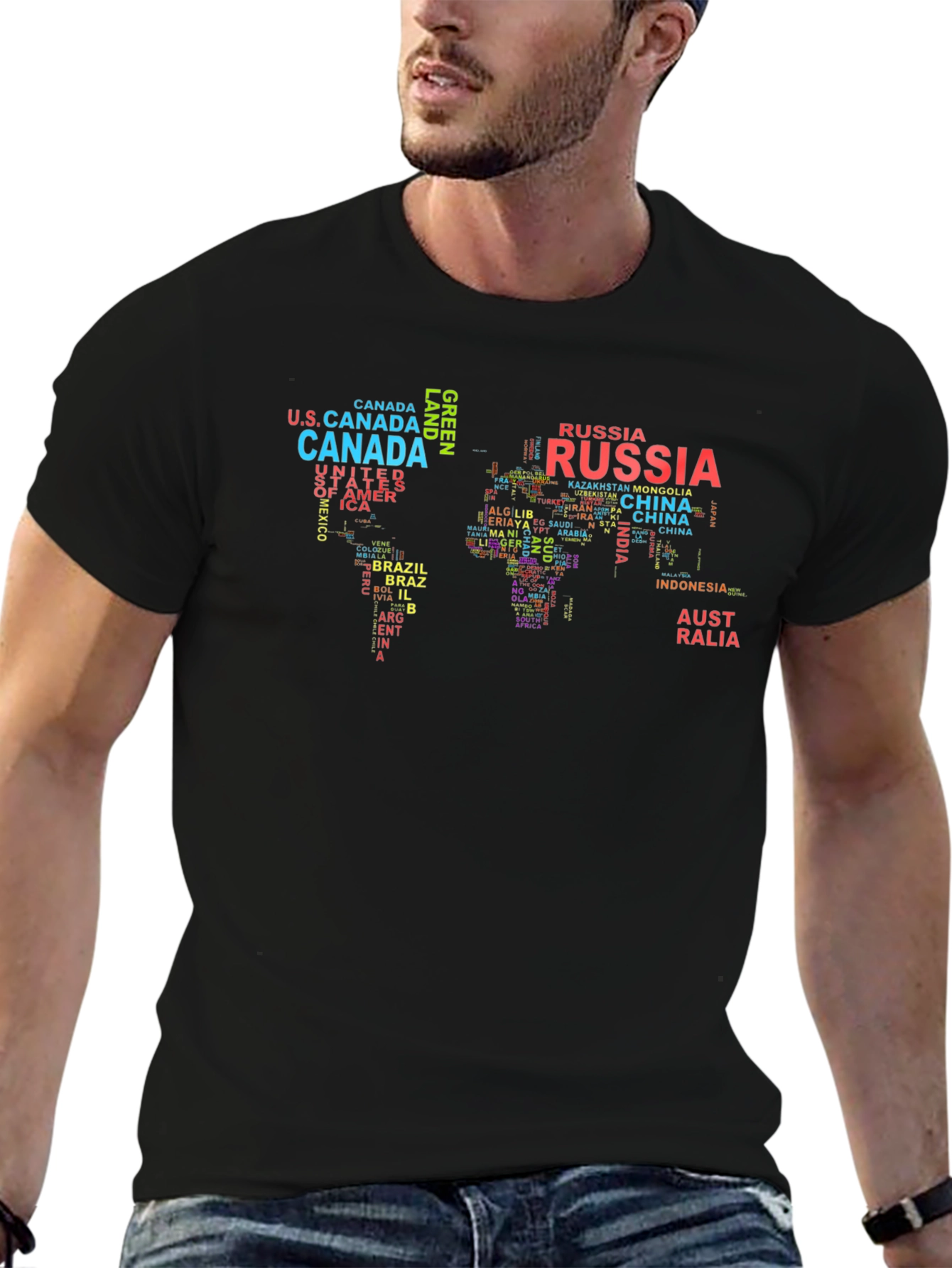 World Map Country Name T-Shirt