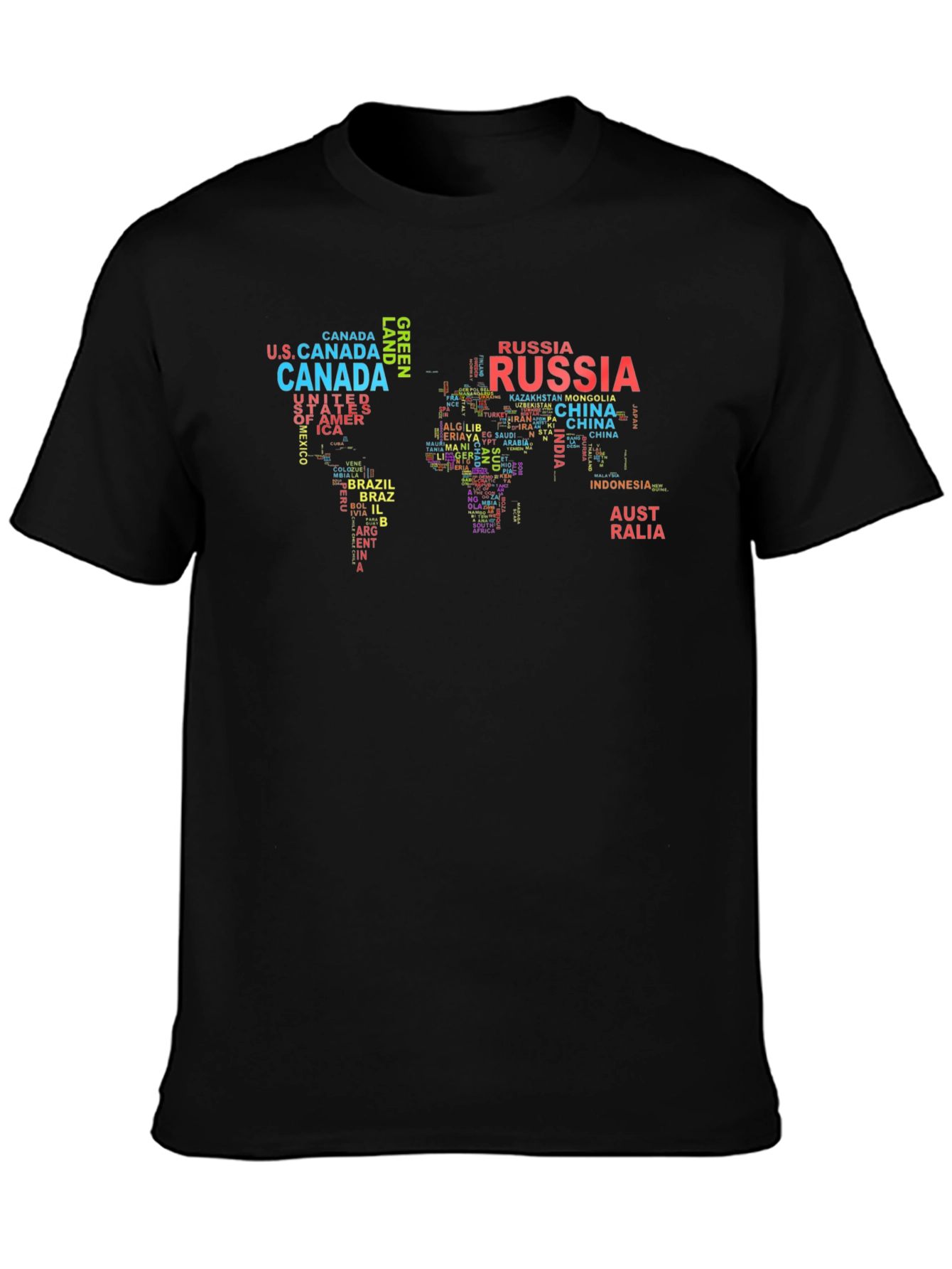 World Map Country Name T-Shirt