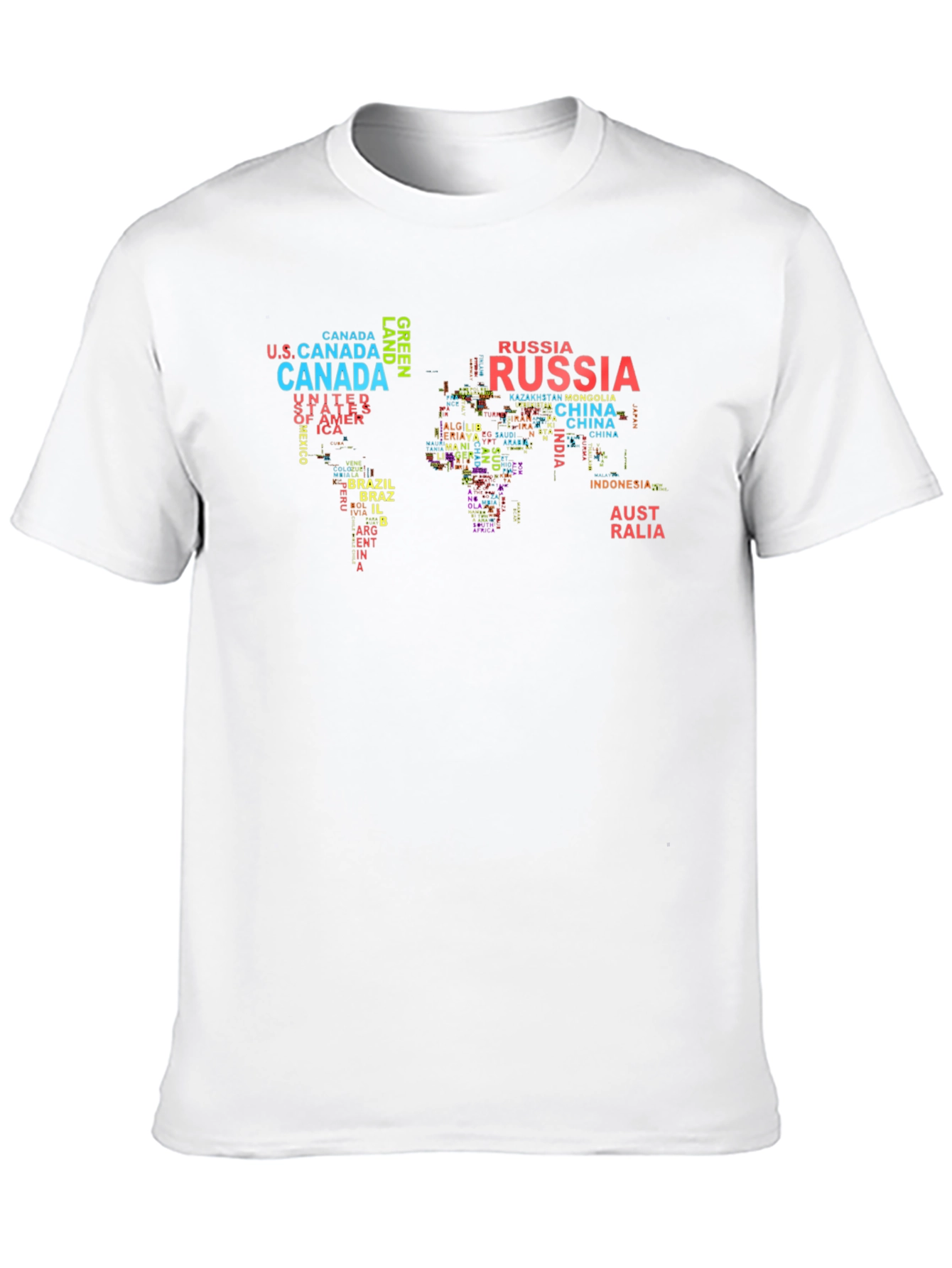 World Map Country Name T-Shirt