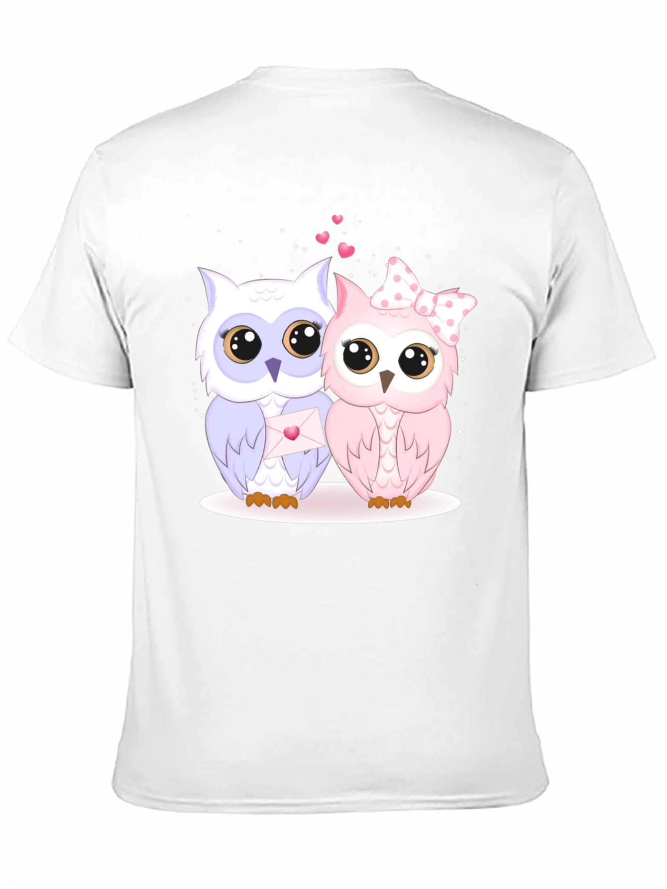 Cute Owl Couple Graphic Tee - Black