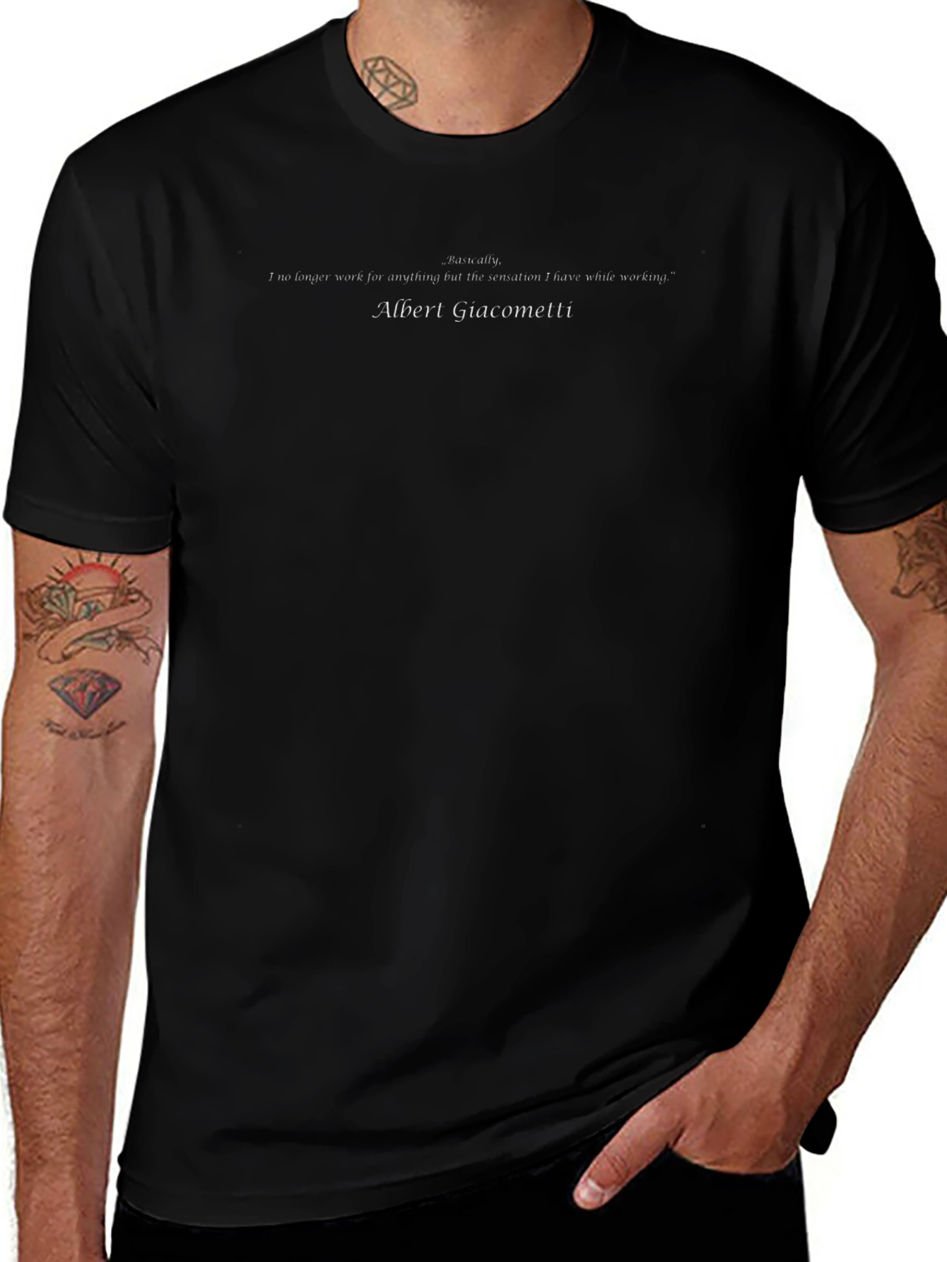 Albert Giacometti Quote Black T-Shirt