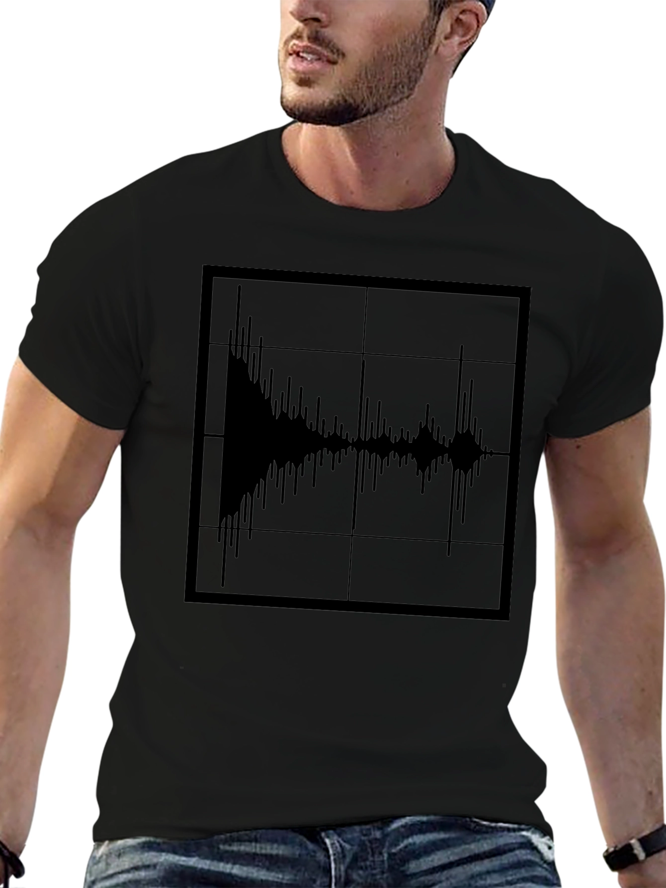 Sound Wave Graphic Tee - Modern Black T-Shirt