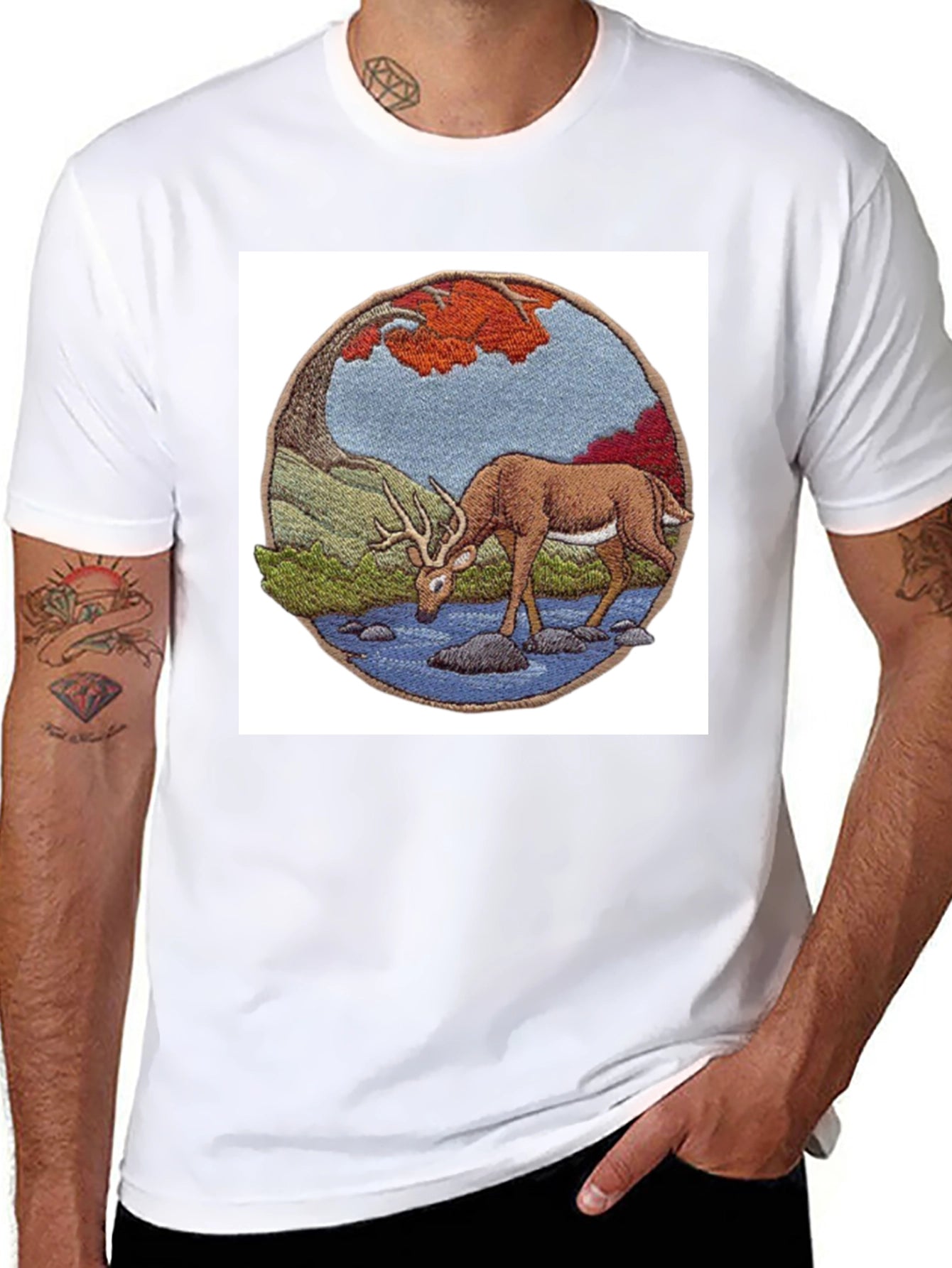 Deer Scene Black T-Shirt