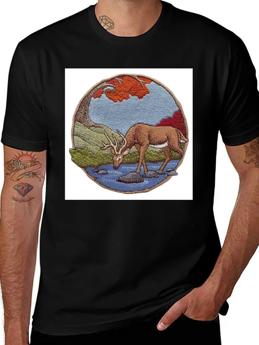 Deer Scene Black T-Shirt