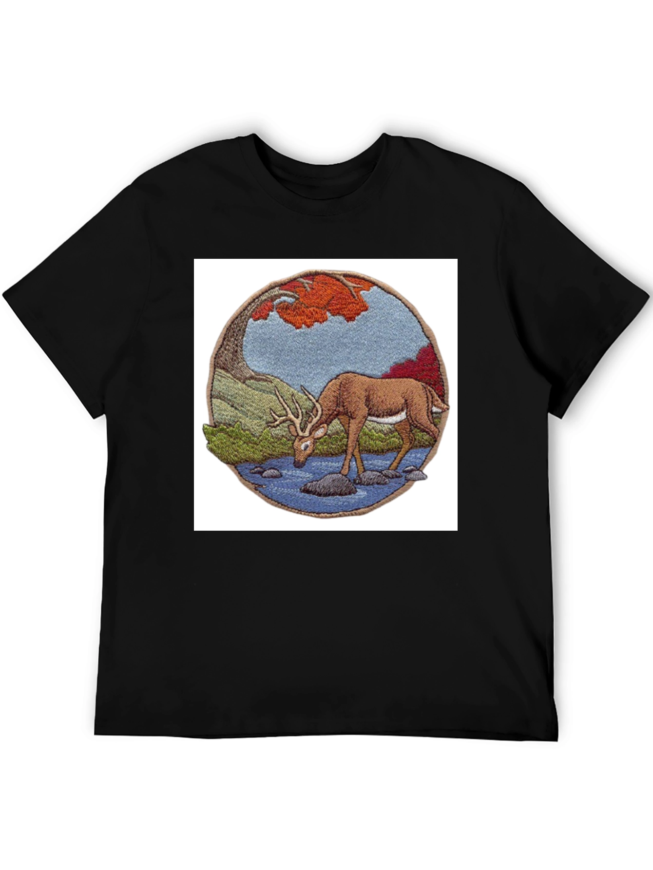 Deer Scene Black T-Shirt