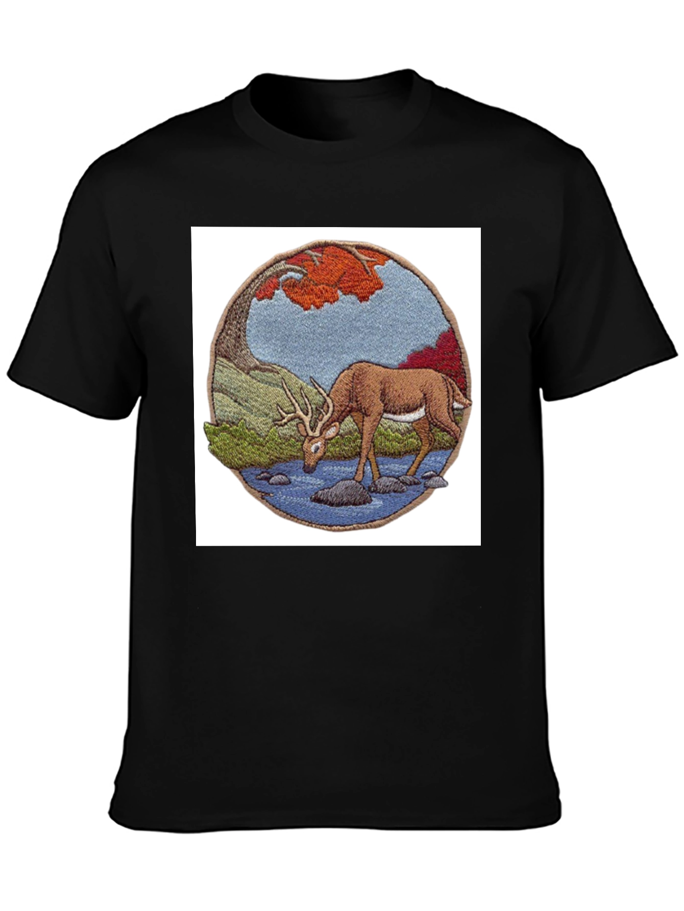 Deer Scene Black T-Shirt