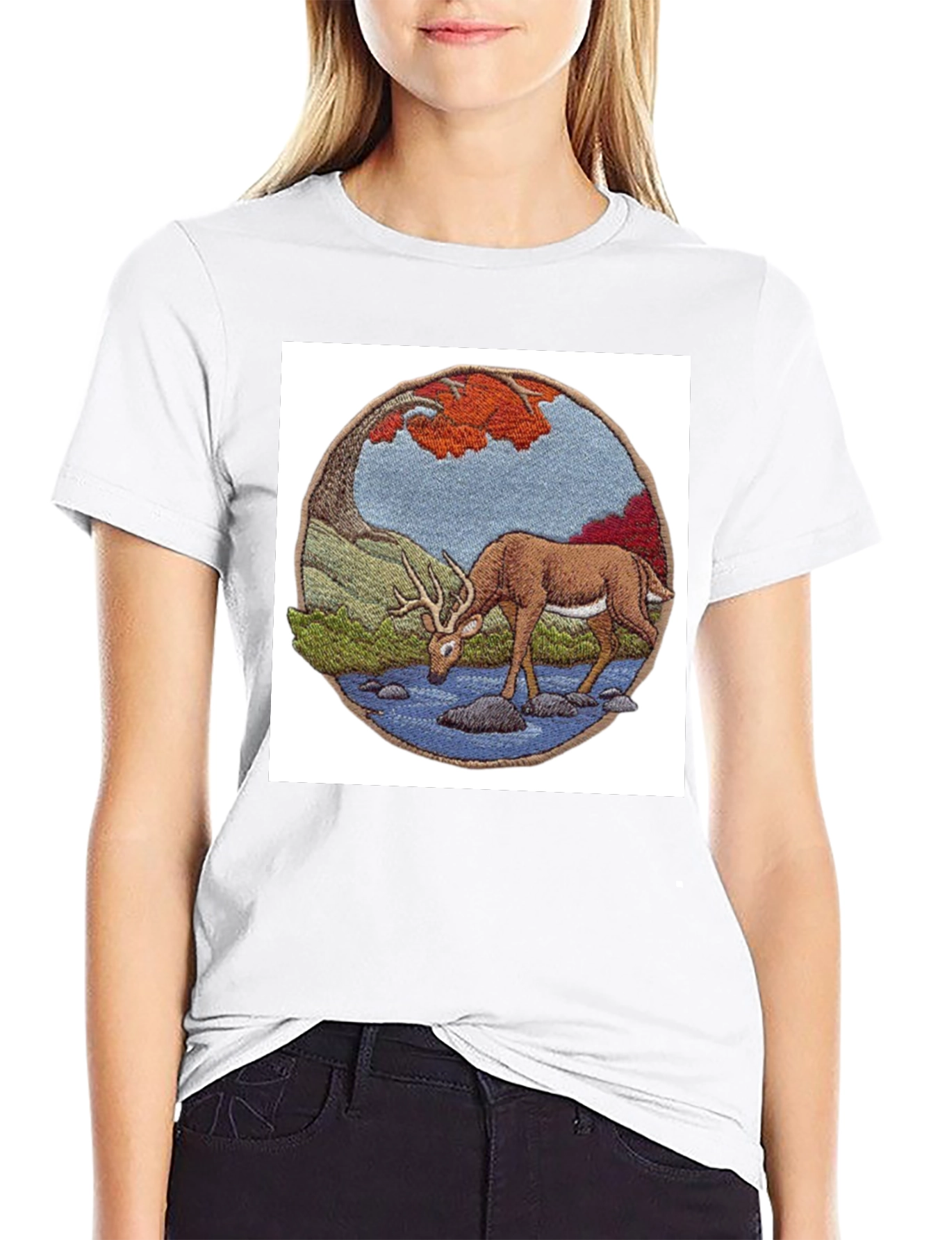 Deer Scene Black T-Shirt