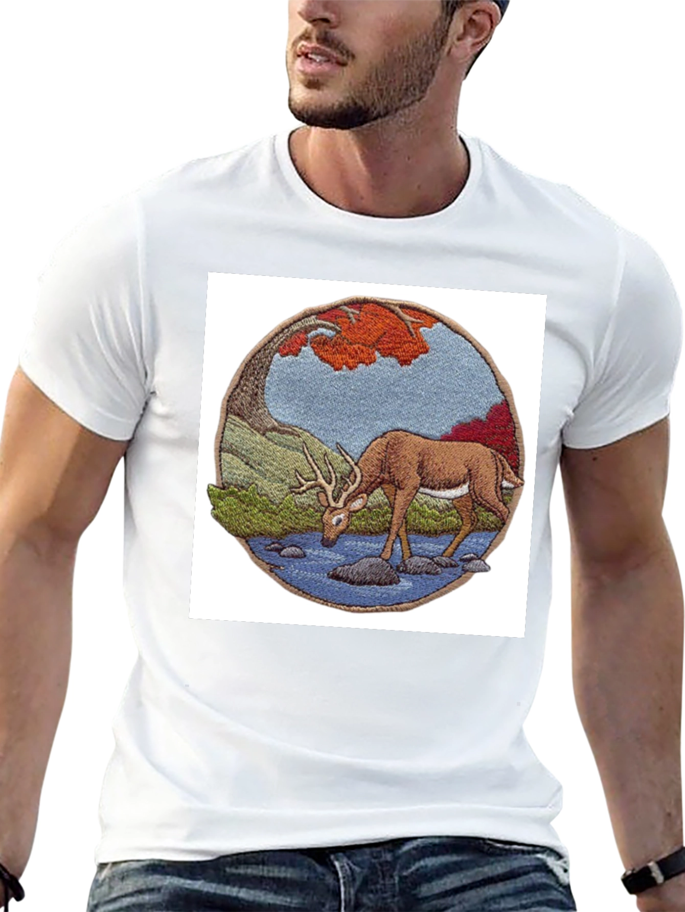 Deer Scene Black T-Shirt