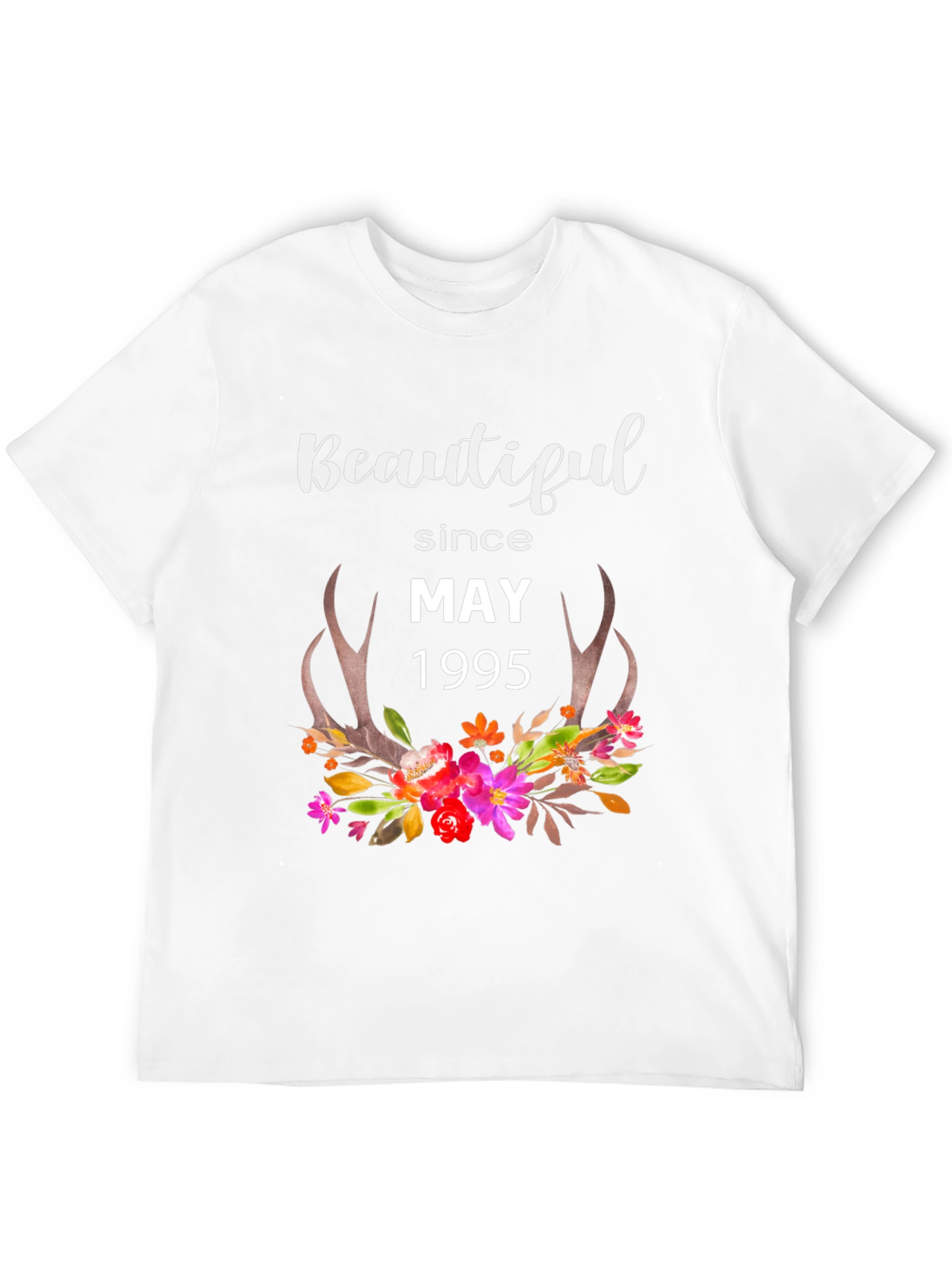 Beautiful Since May 1995 T-Shirt Floral Deer Antlers