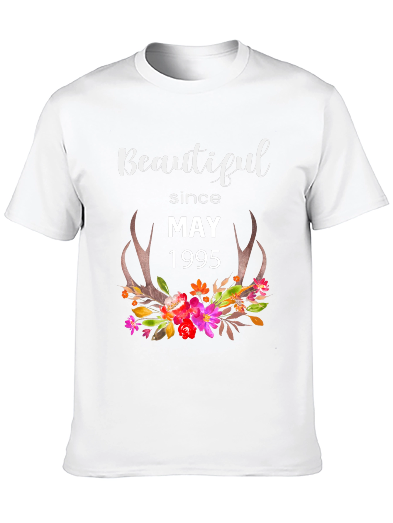 Beautiful Since May 1995 T-Shirt Floral Deer Antlers