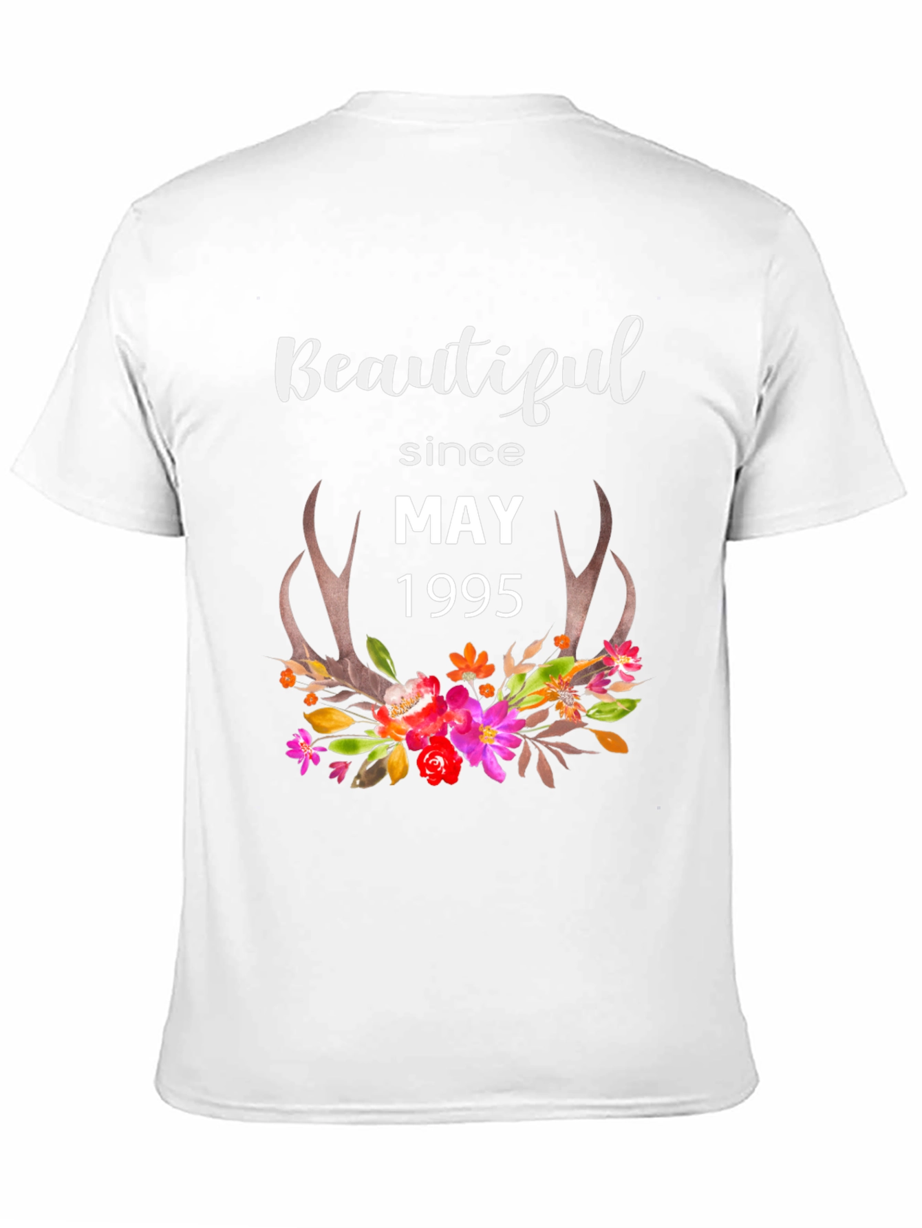 Beautiful Since May 1995 T-Shirt Floral Deer Antlers