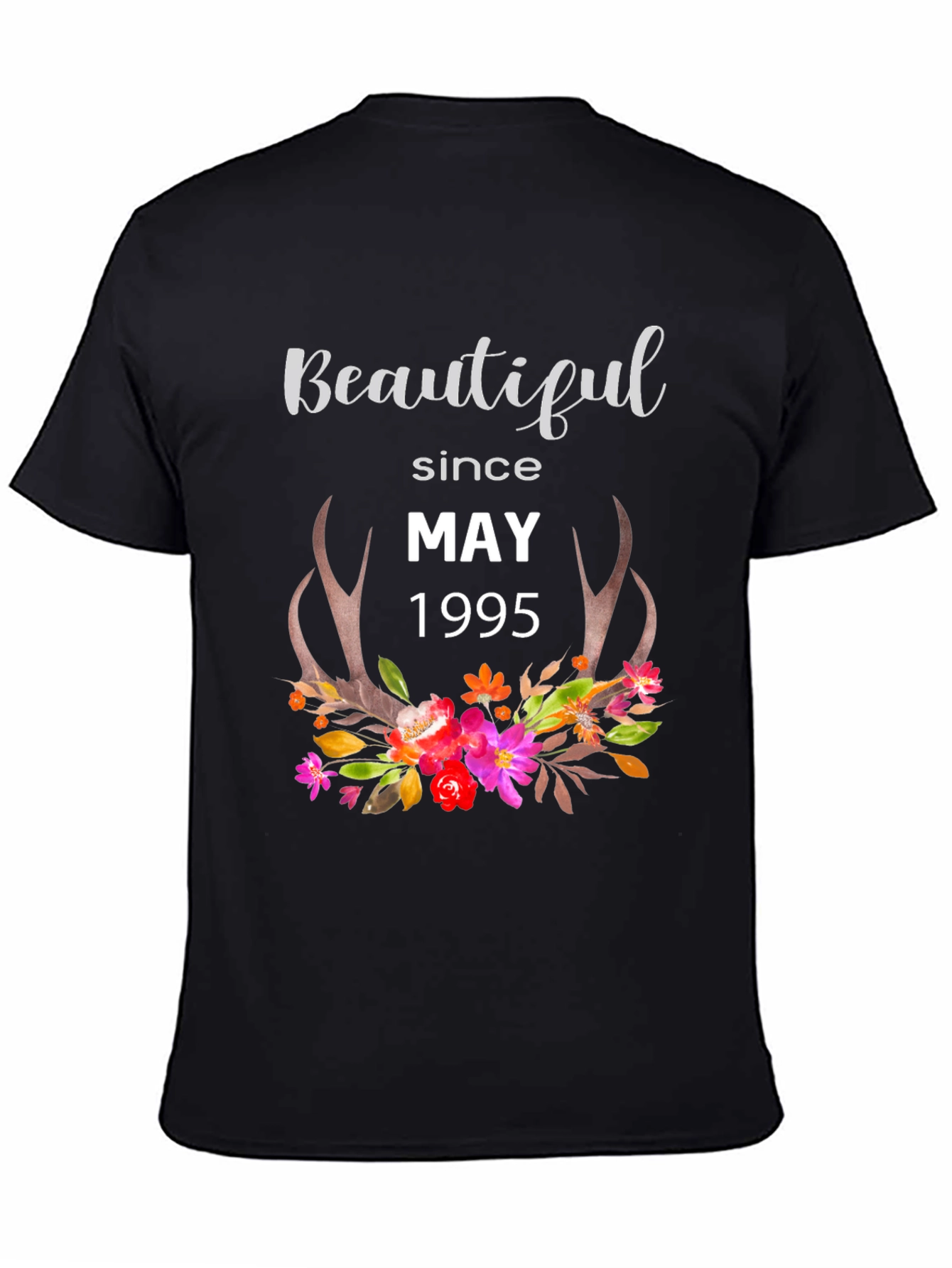 Beautiful Since May 1995 T-Shirt Floral Deer Antlers