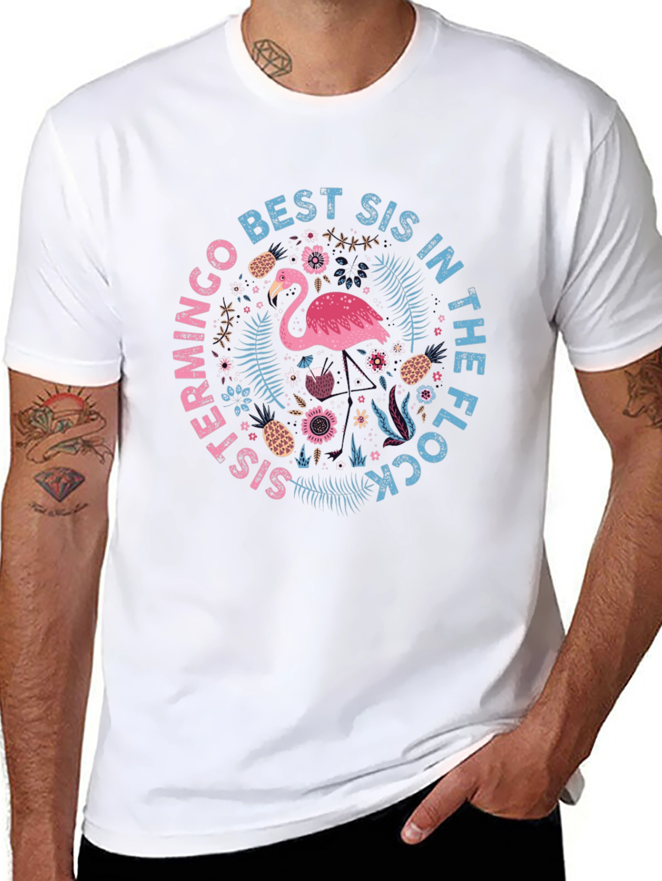 Best Sis in the Flock Flamingo T-Shirt