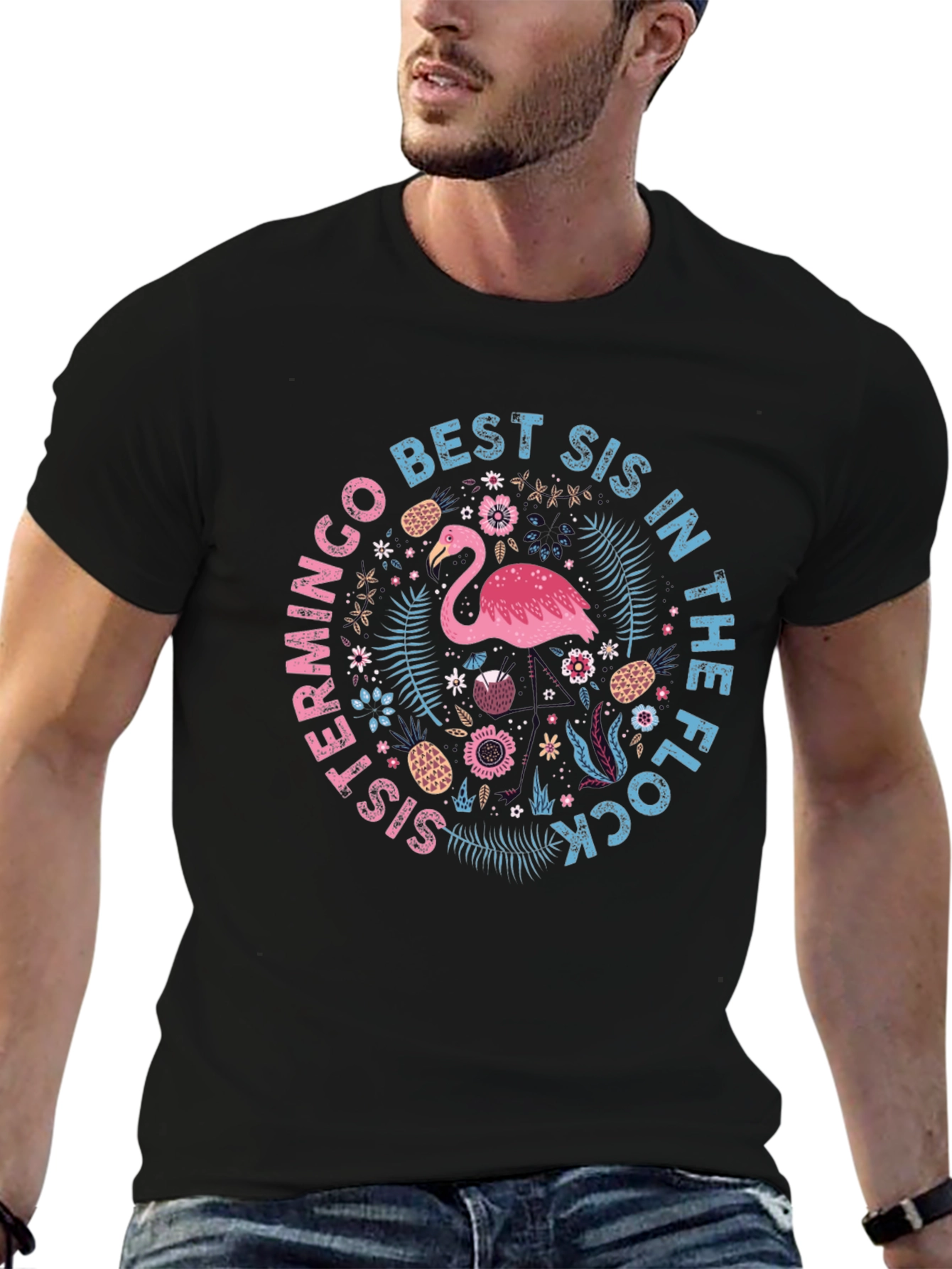 Best Sis in the Flock Flamingo T-Shirt