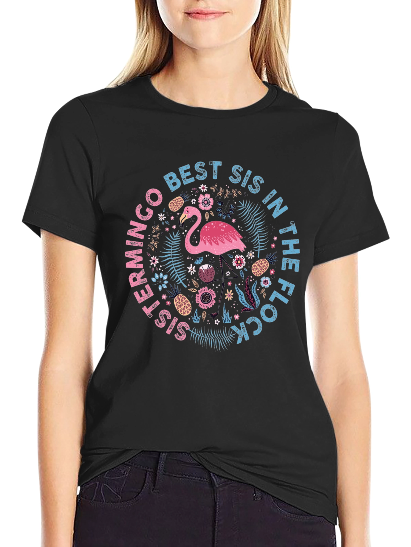 Best Sis in the Flock Flamingo T-Shirt