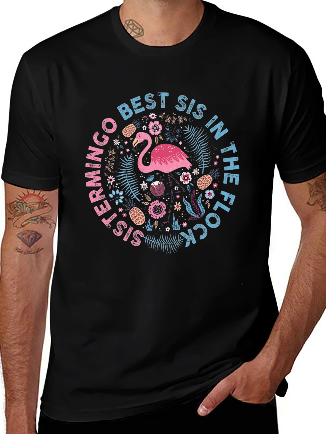 Best Sis in the Flock Flamingo T-Shirt