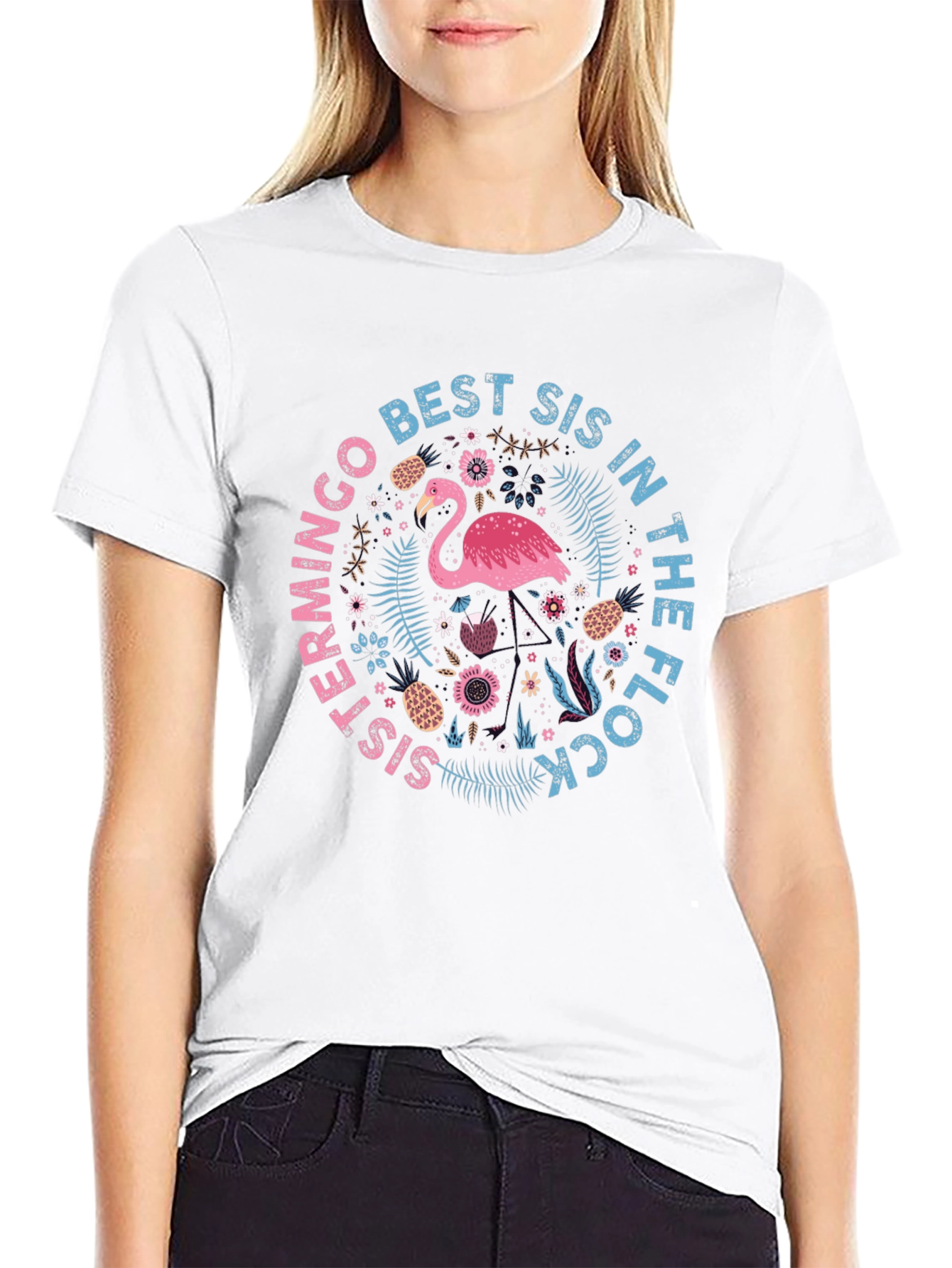 Best Sis in the Flock Flamingo T-Shirt