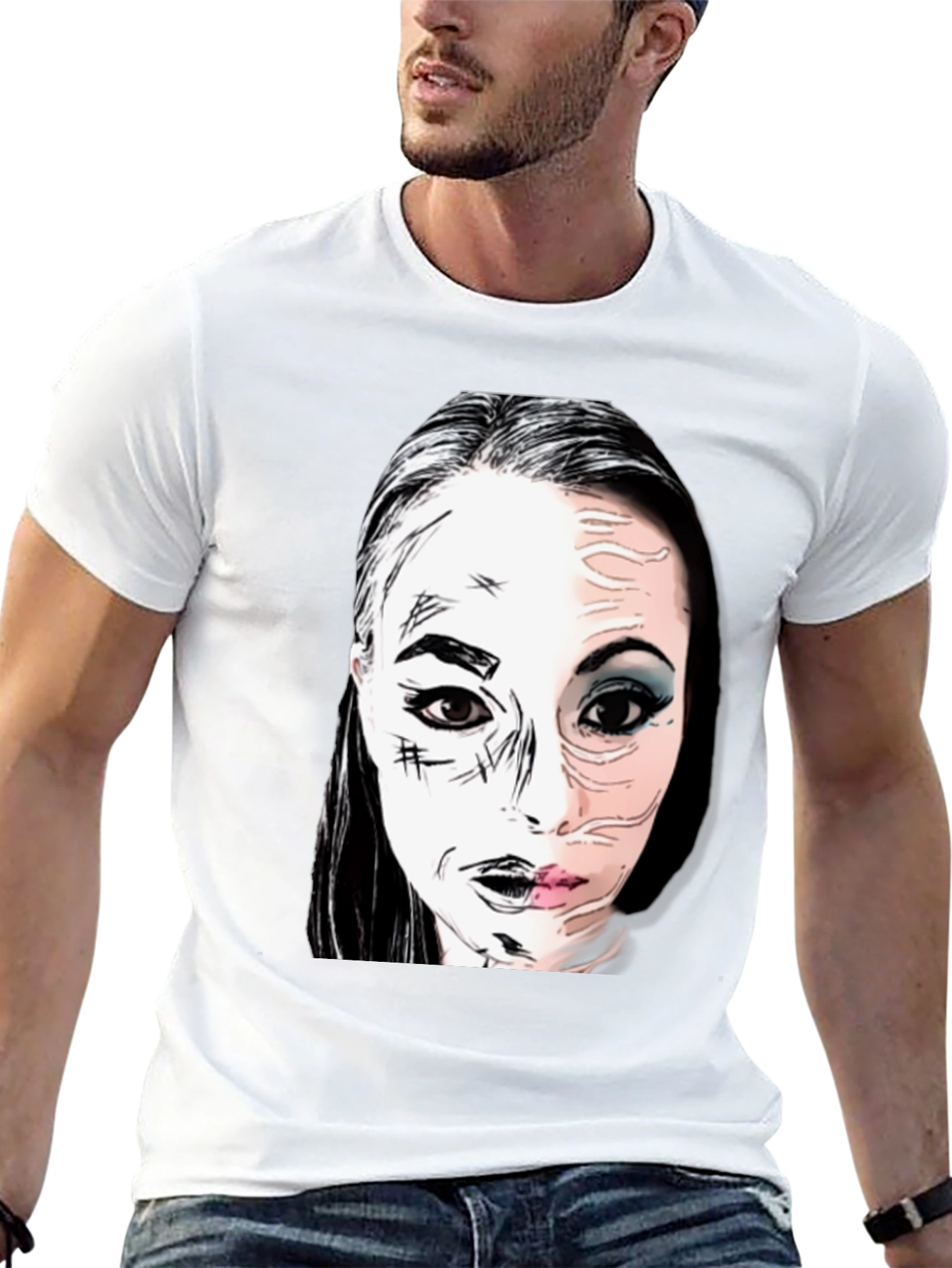 Unique Graphic Print Tee - Black