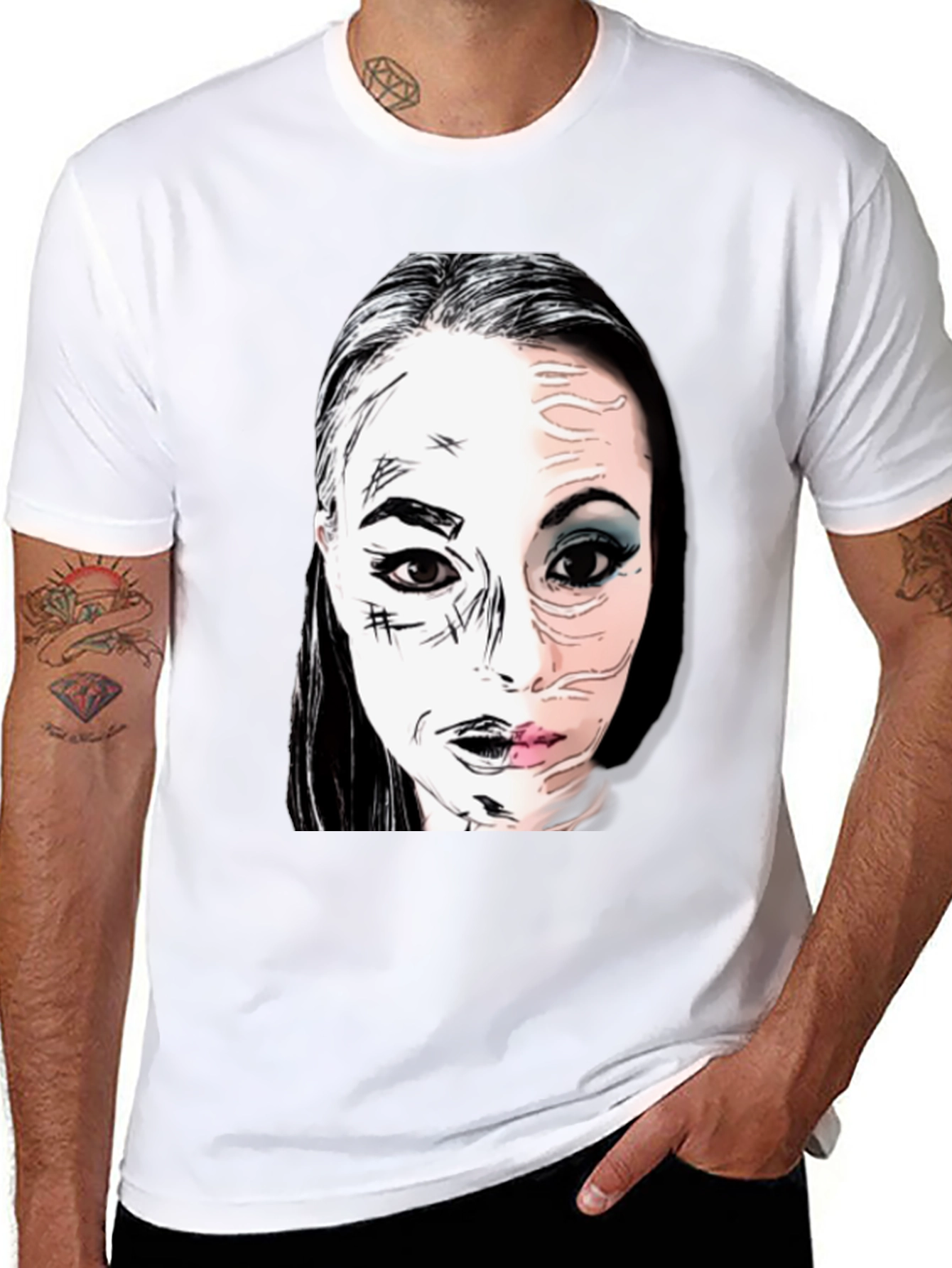 Unique Graphic Print Tee - Black