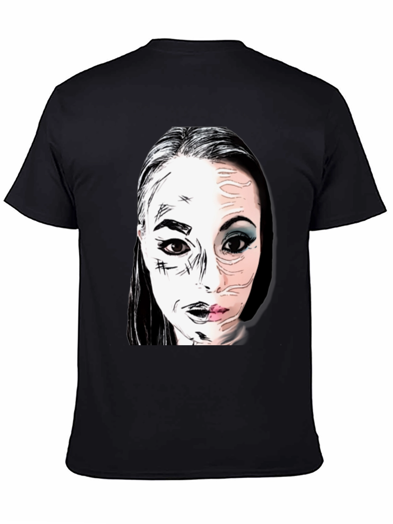 Unique Graphic Print Tee - Black