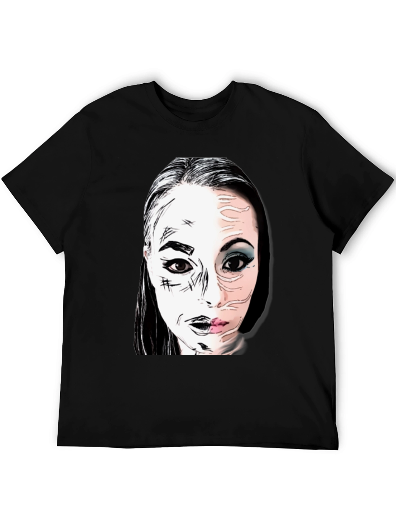 Unique Graphic Print Tee - Black