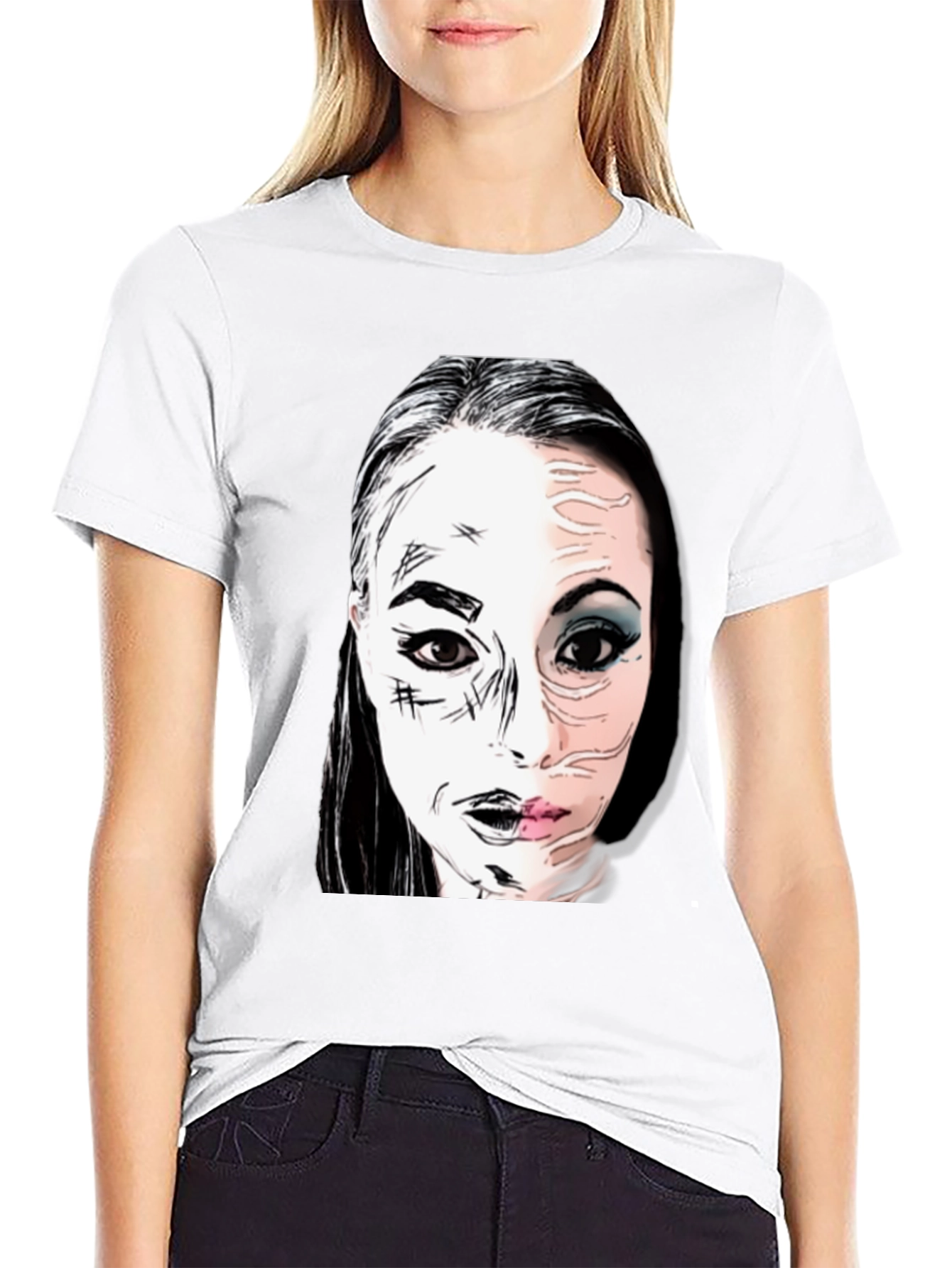 Unique Graphic Print Tee - Black