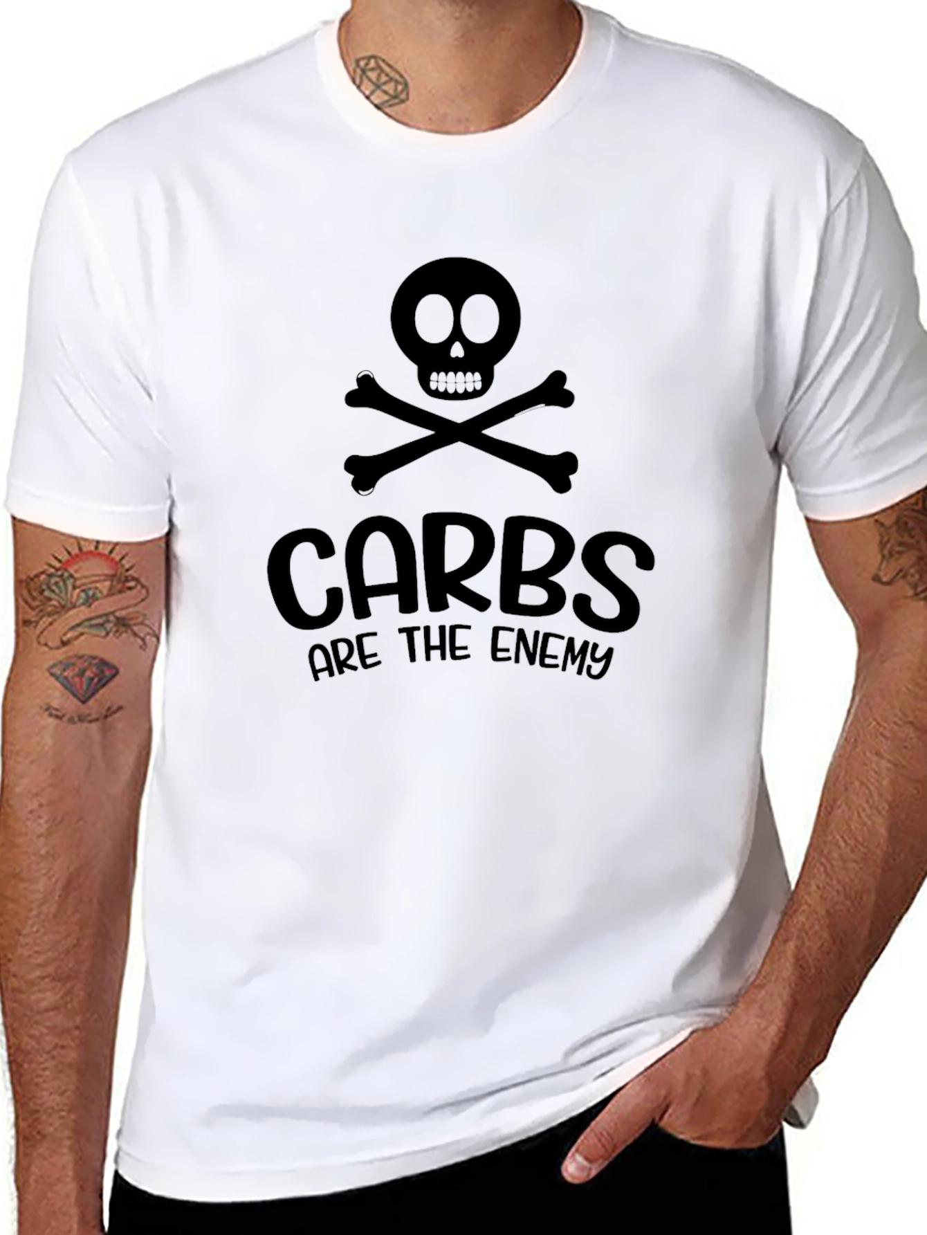 Carbs Are The Enemy Graphic Tee - Black T-Shirt