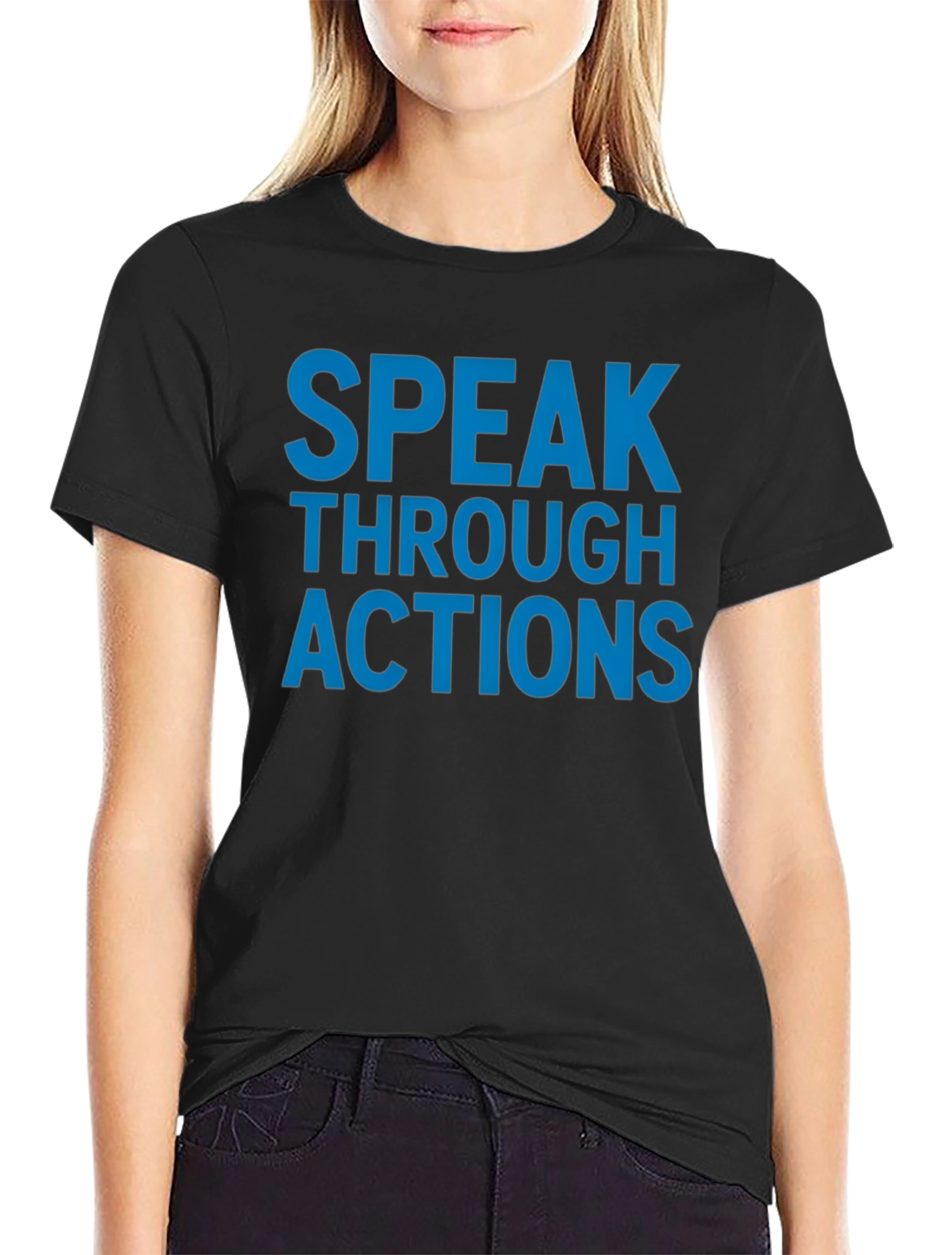 Speak Through Actions Black Graphic T-Shirt