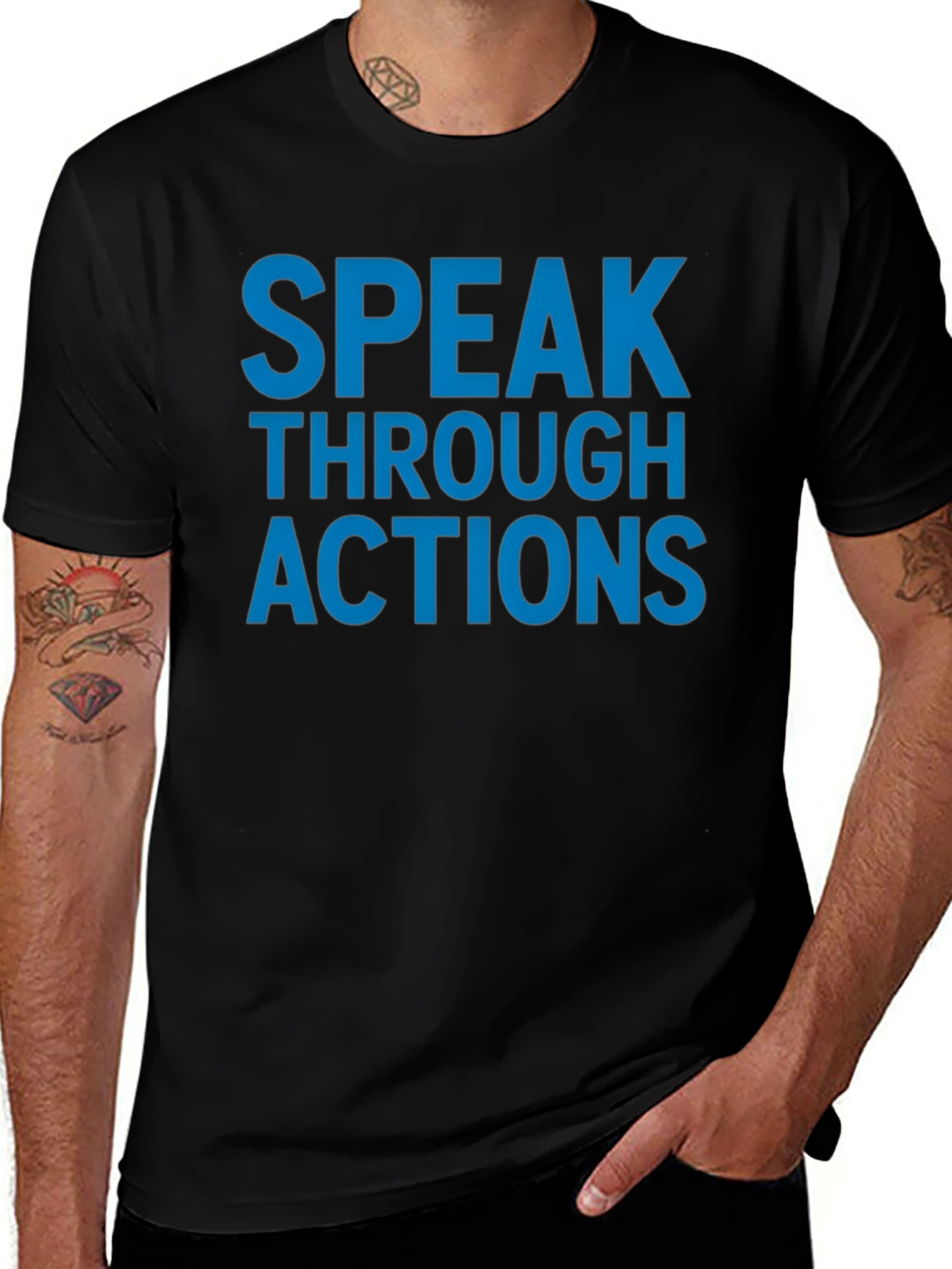 Speak Through Actions Black Graphic T-Shirt
