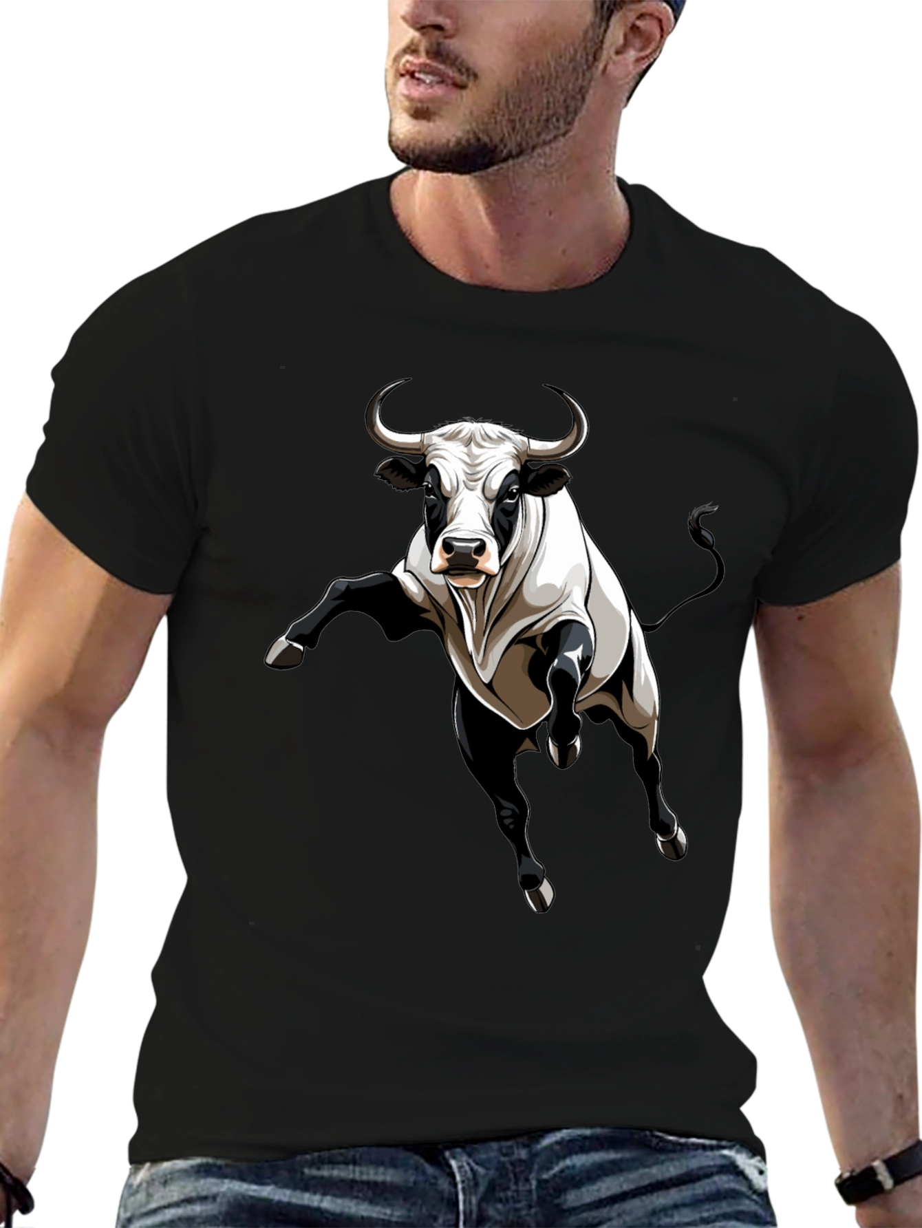 Bull Graphic Tee - Black Cotton Blend