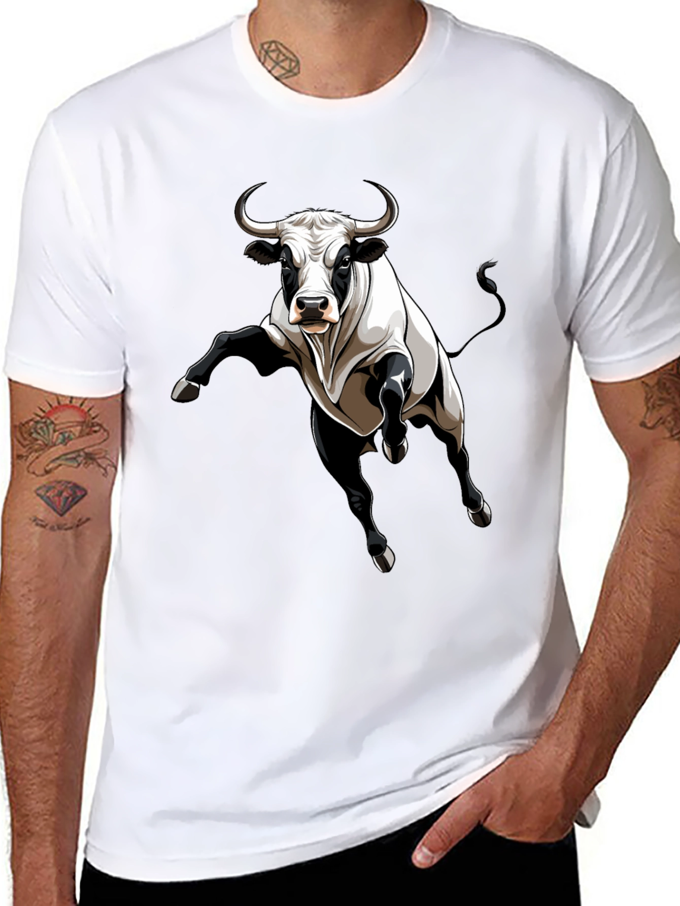 Bull Graphic Tee - Black Cotton Blend