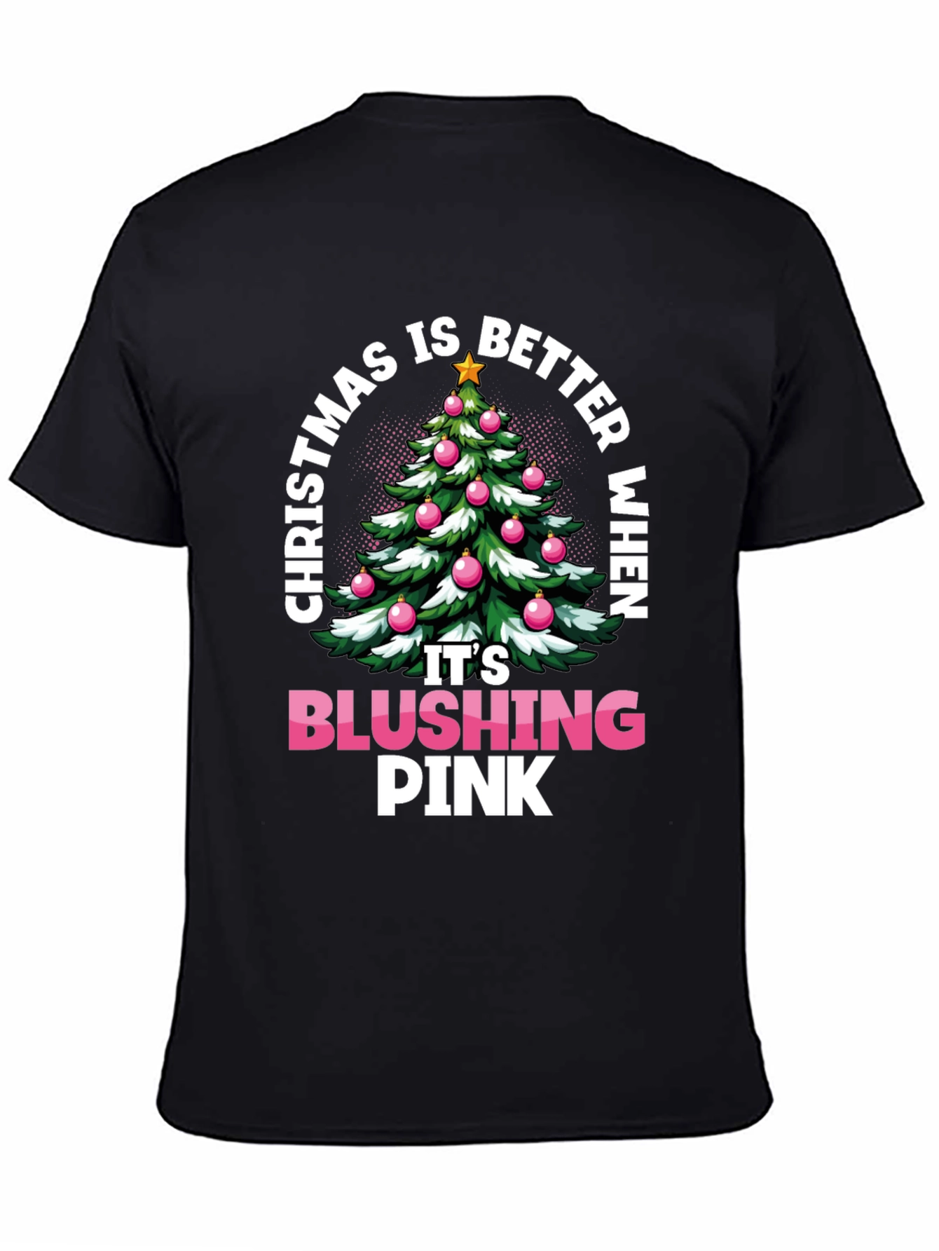 Blushing Pink Christmas Tree Graphic Tee
