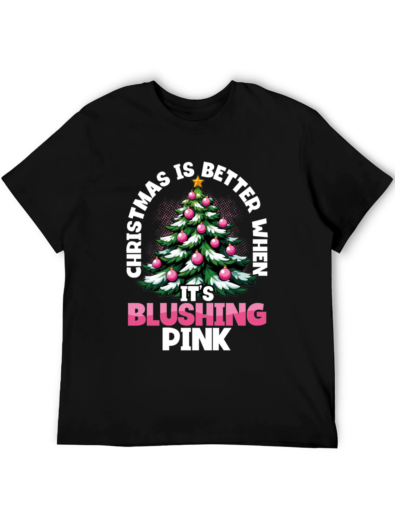 Blushing Pink Christmas Tree Graphic Tee