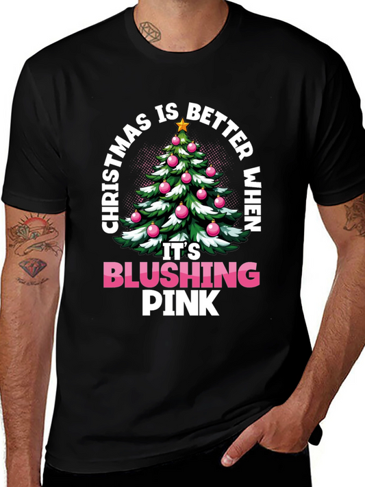 Blushing Pink Christmas Tree Graphic Tee