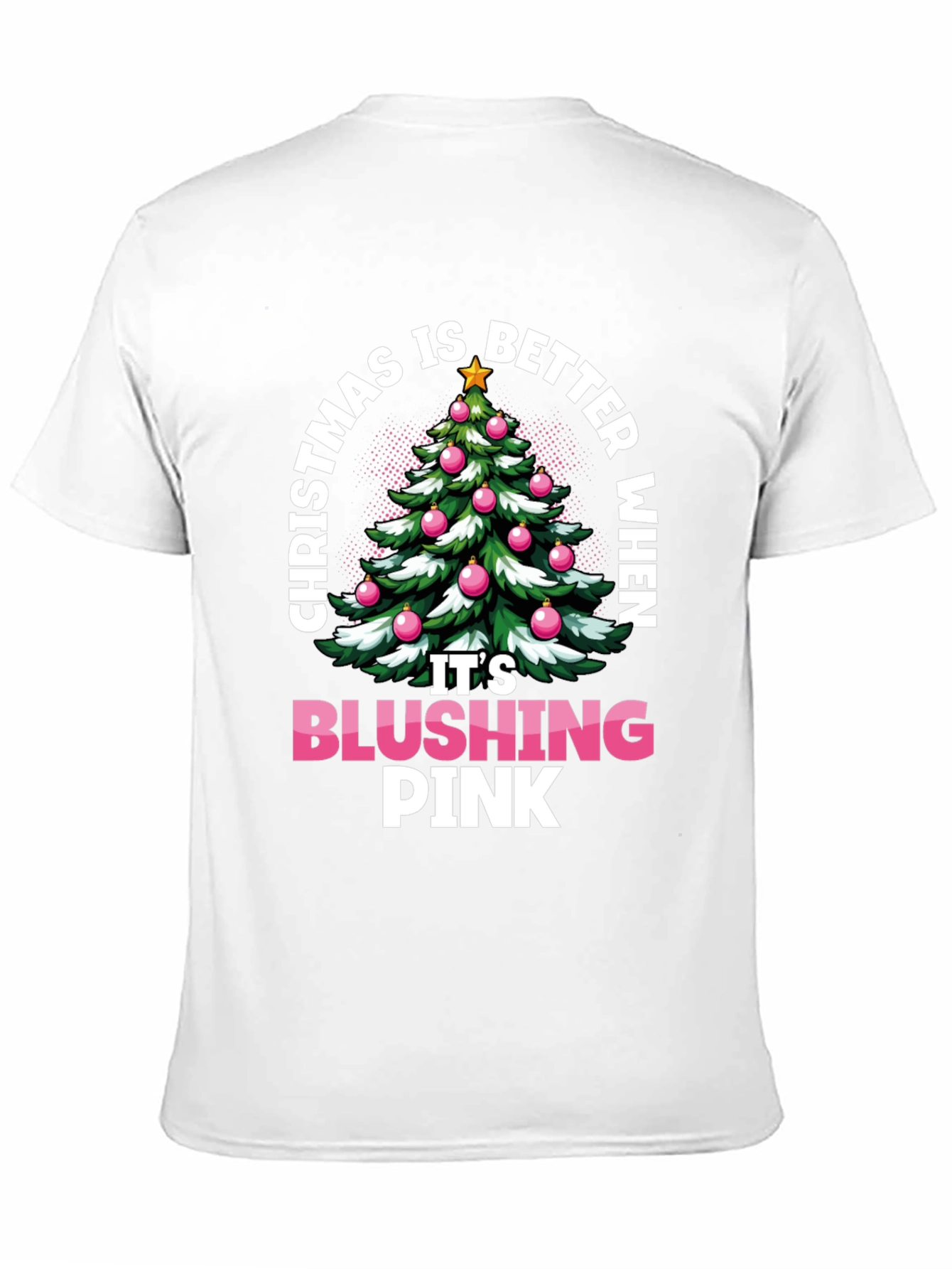 Blushing Pink Christmas Tree Graphic Tee