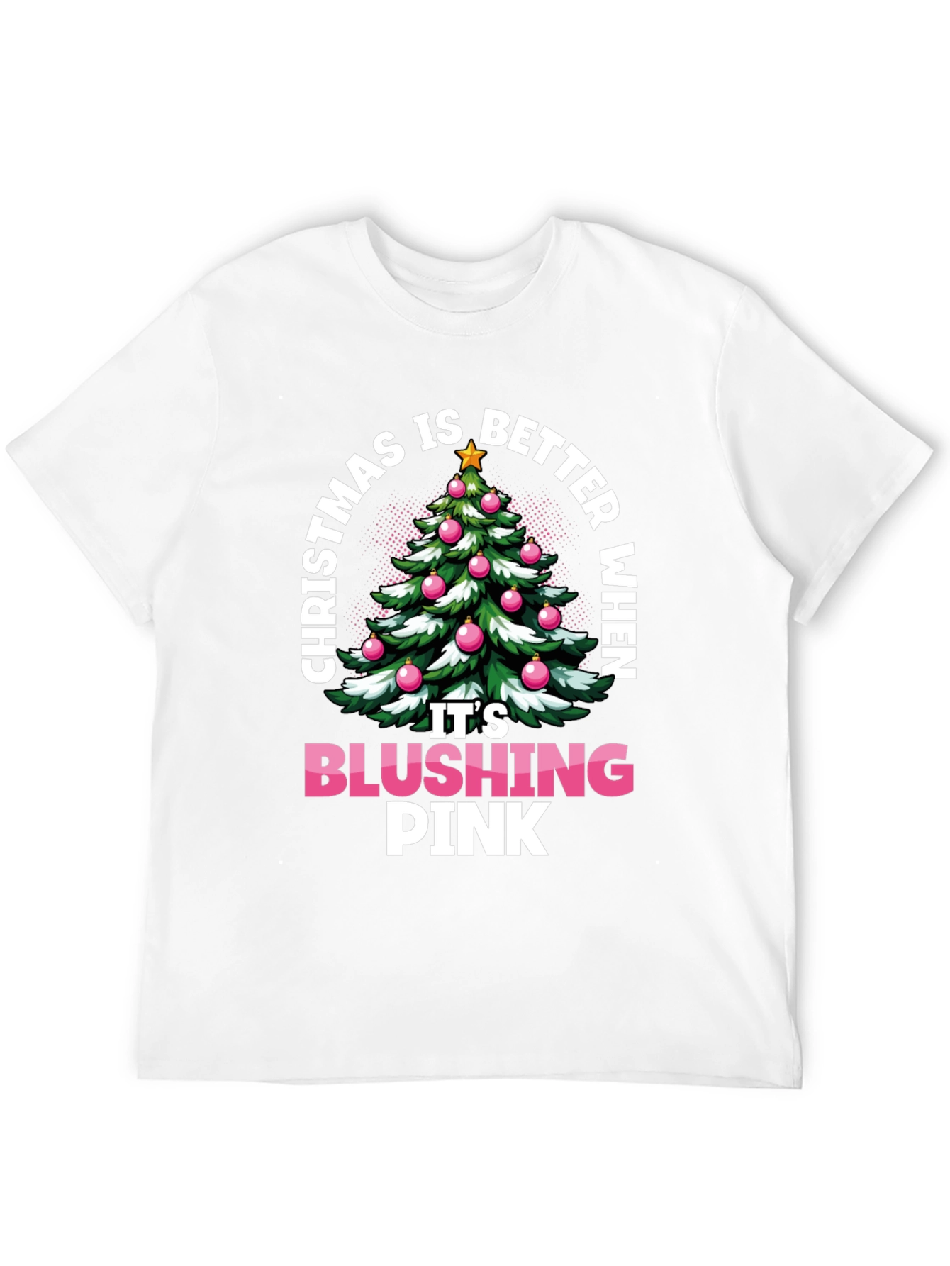 Blushing Pink Christmas Tree Graphic Tee
