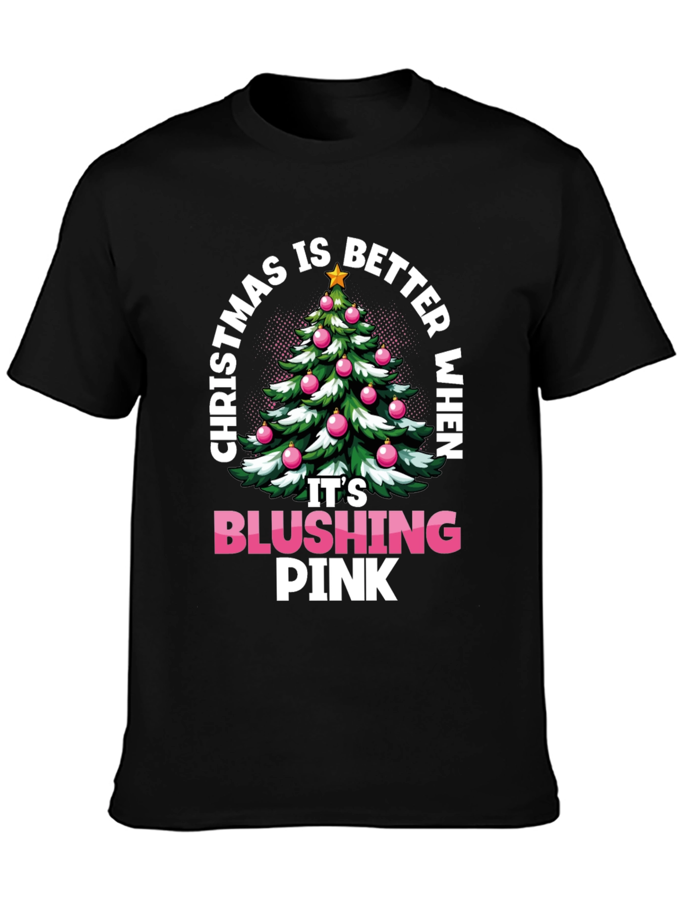Blushing Pink Christmas Tree Graphic Tee