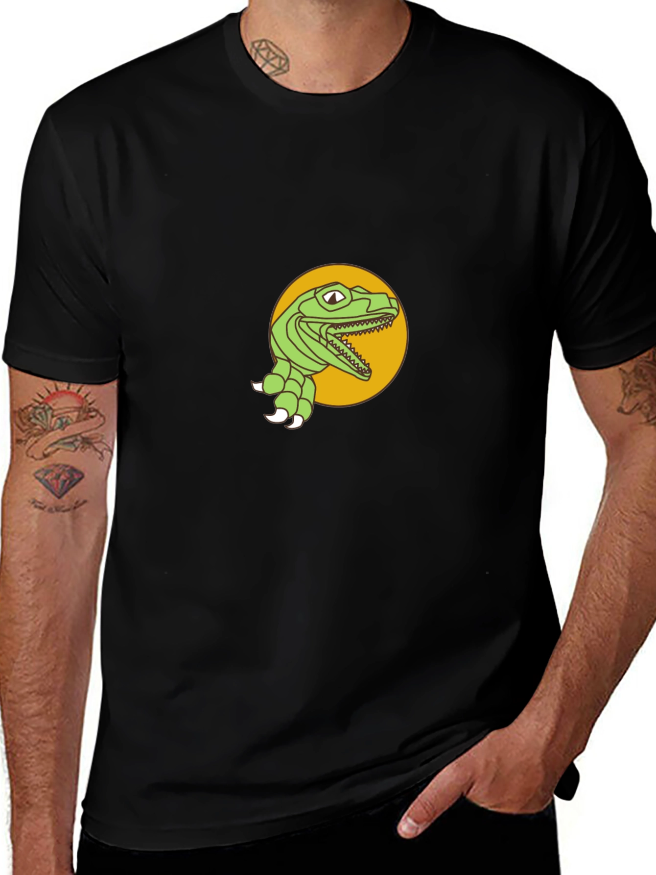 Dino Graphic Tee - Black Cotton T-Shirt