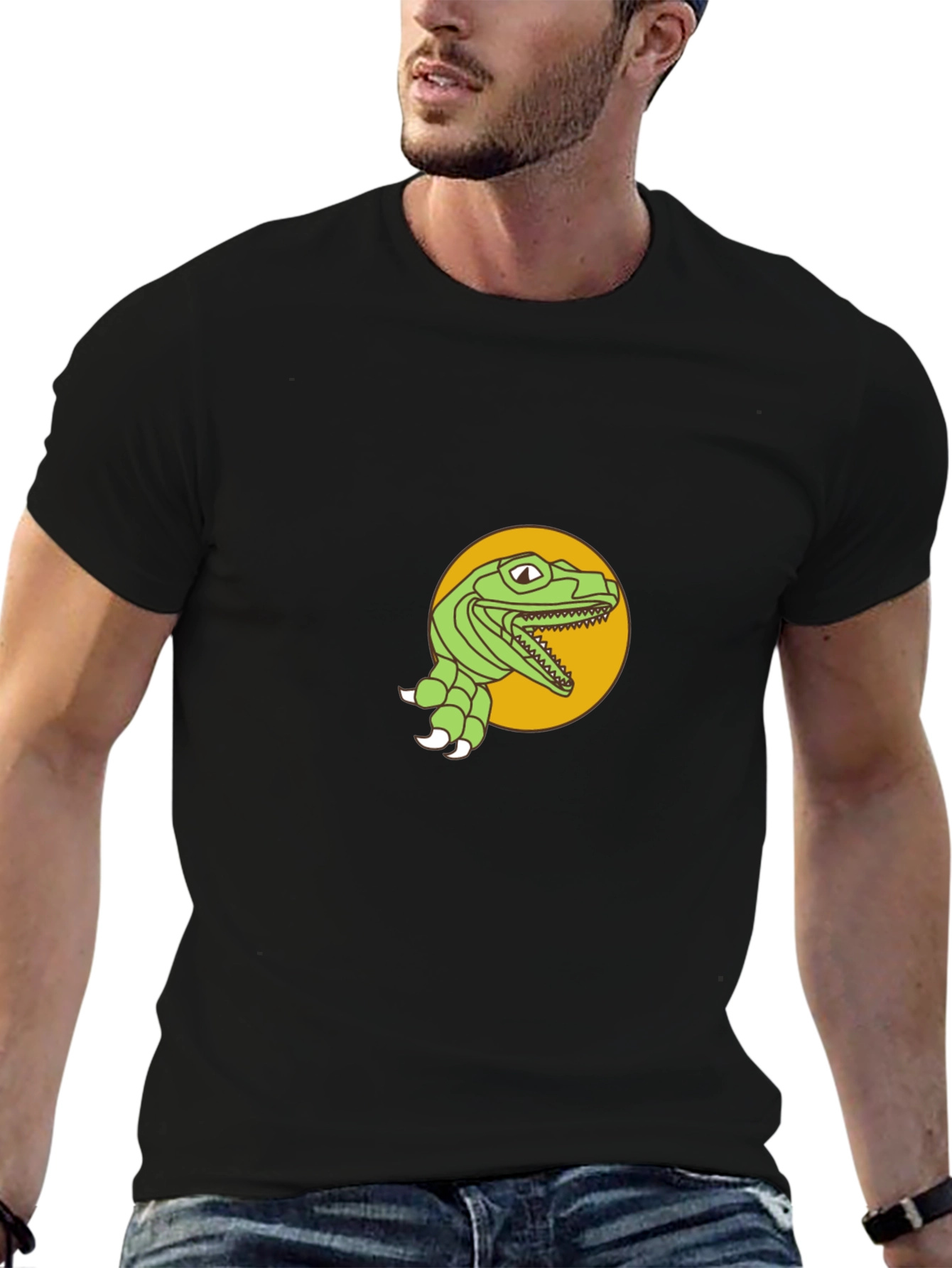 Dino Graphic Tee - Black Cotton T-Shirt