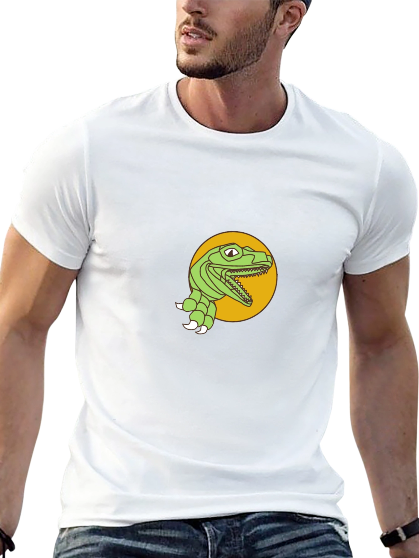 Dino Graphic Tee - Black Cotton T-Shirt