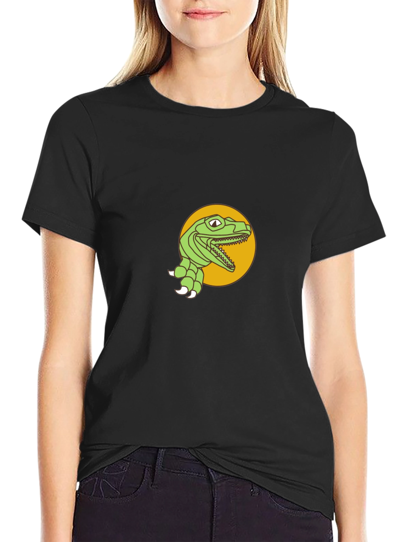 Dino Graphic Tee - Black Cotton T-Shirt