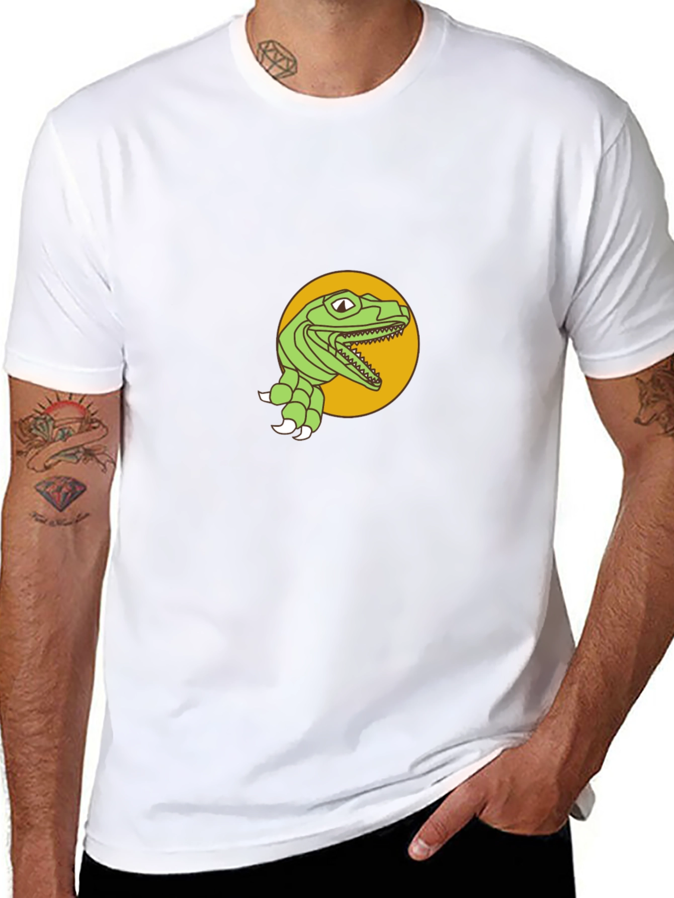 Dino Graphic Tee - Black Cotton T-Shirt