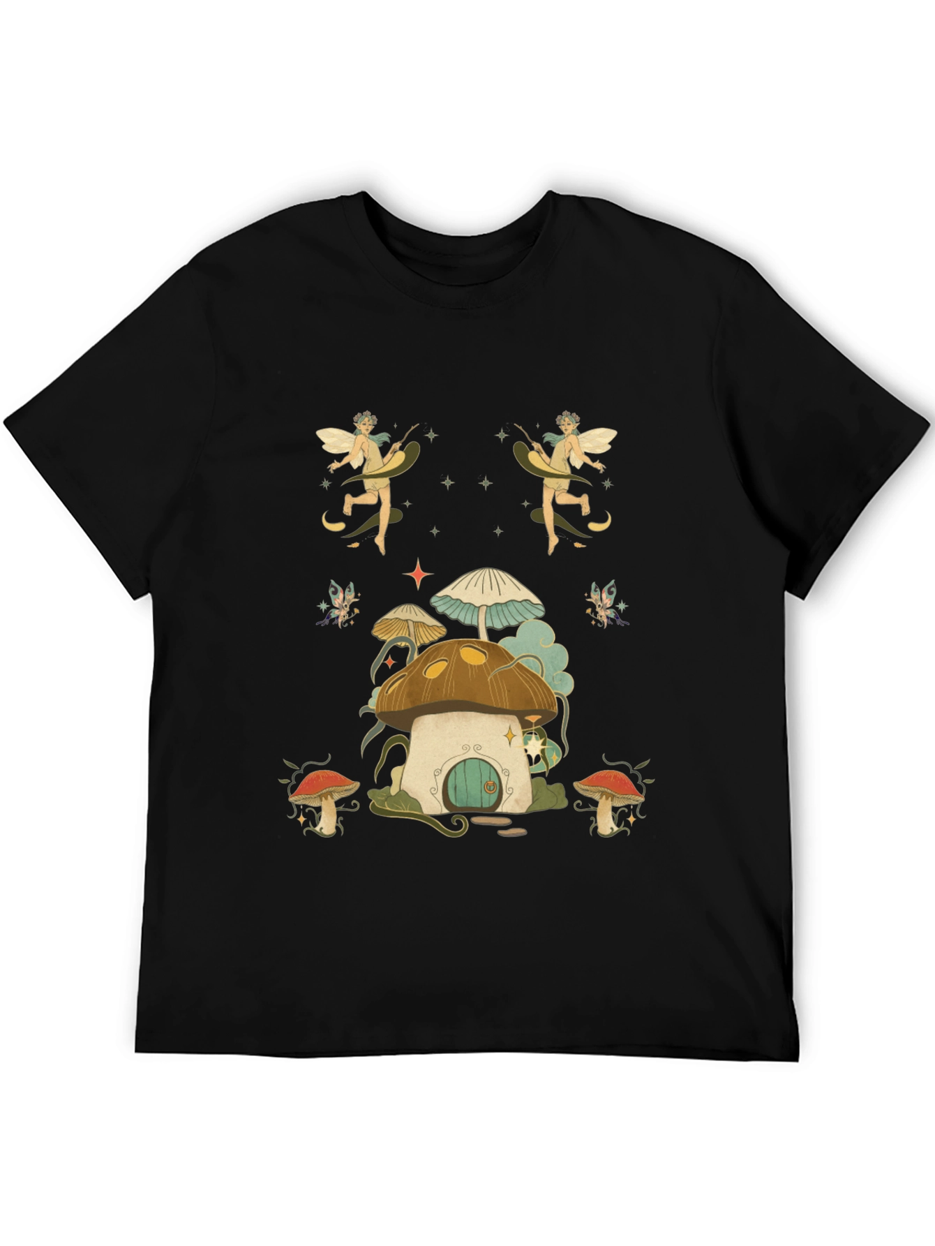 Whimsical Fairy Mushroom House Graphic Tee