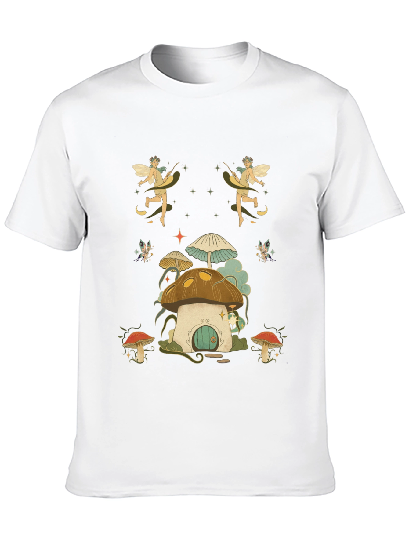 Whimsical Fairy Mushroom House Graphic Tee