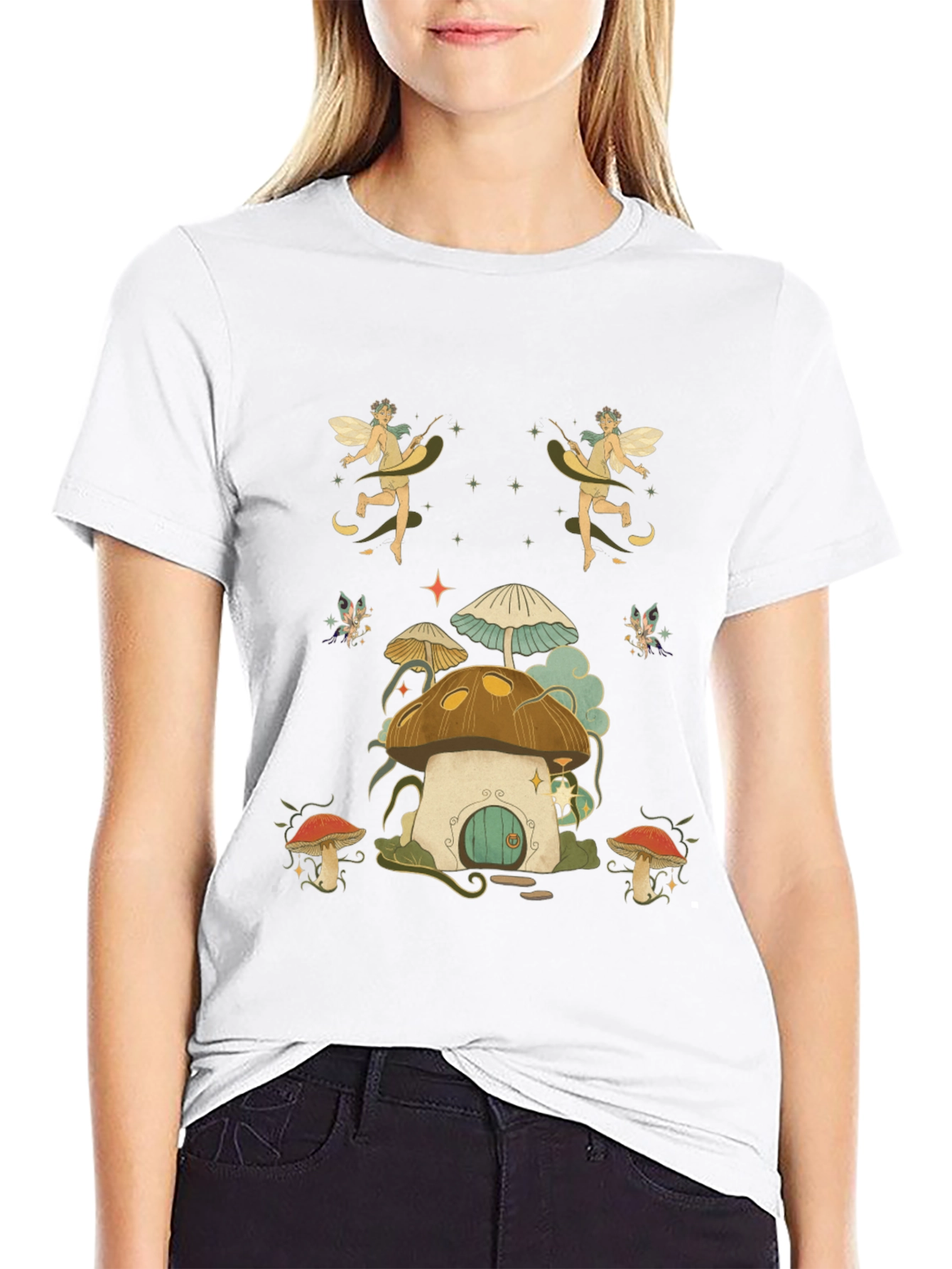 Whimsical Fairy Mushroom House Graphic Tee