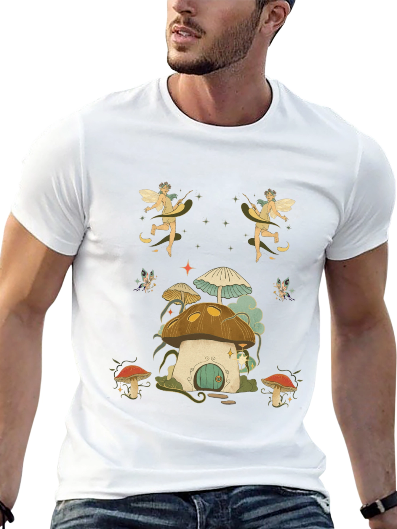 Whimsical Fairy Mushroom House Graphic Tee